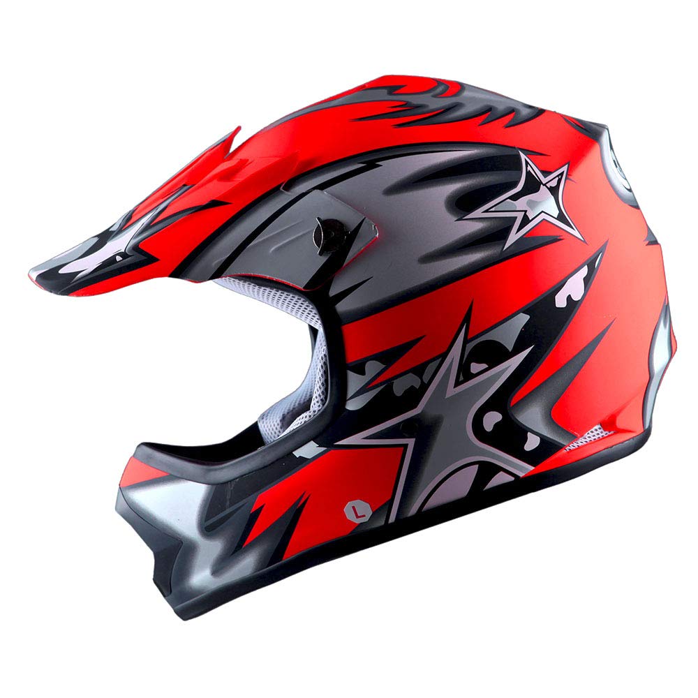Foto 3 pulgar | Casco Wow Para Niños Y Jóvenes De Motocross Bmx Mx Atv Star, Rojo Mate - Venta Internacional.