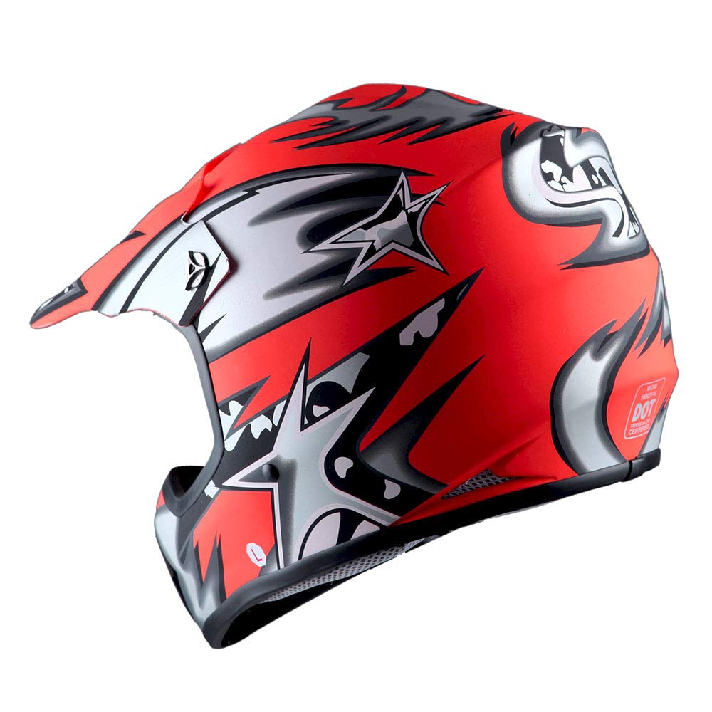 Foto 5 pulgar | Casco Wow Para Niños Y Jóvenes De Motocross Bmx Mx Atv Star, Rojo Mate - Venta Internacional.