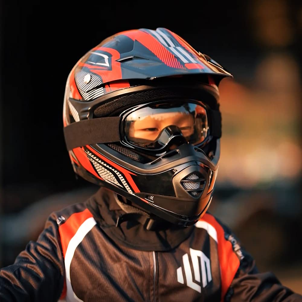 Foto 2 | Casco Ilm Para Jóvenes Y Niños, Atv Motocross B07, Rojo/plateado, Aprobado Por El Dot - Venta Internacional.