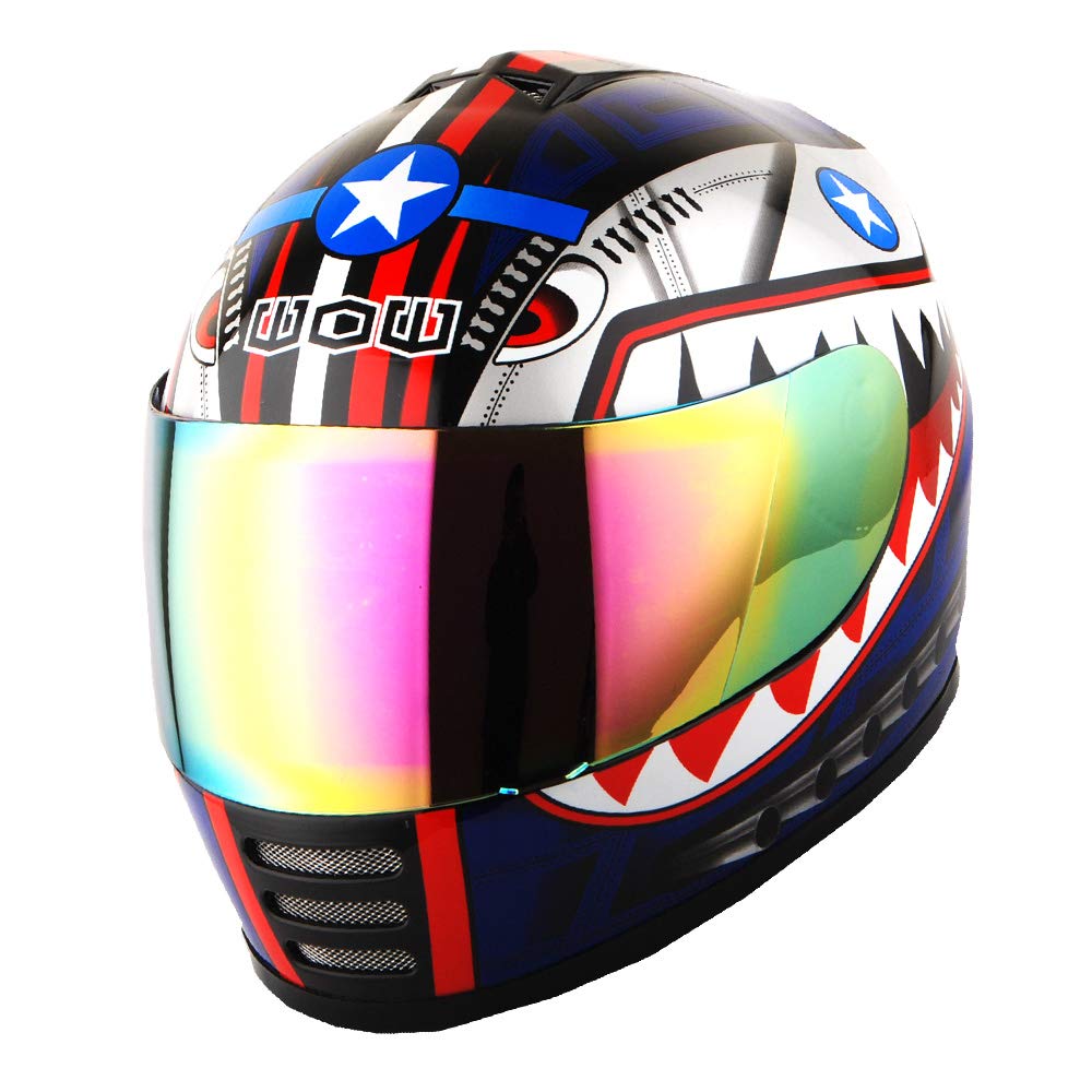 Foto 3 pulgar | Casco De Moto Wow Full Face Street Bike Bmx Para Niños, Azul - Venta Internacional.