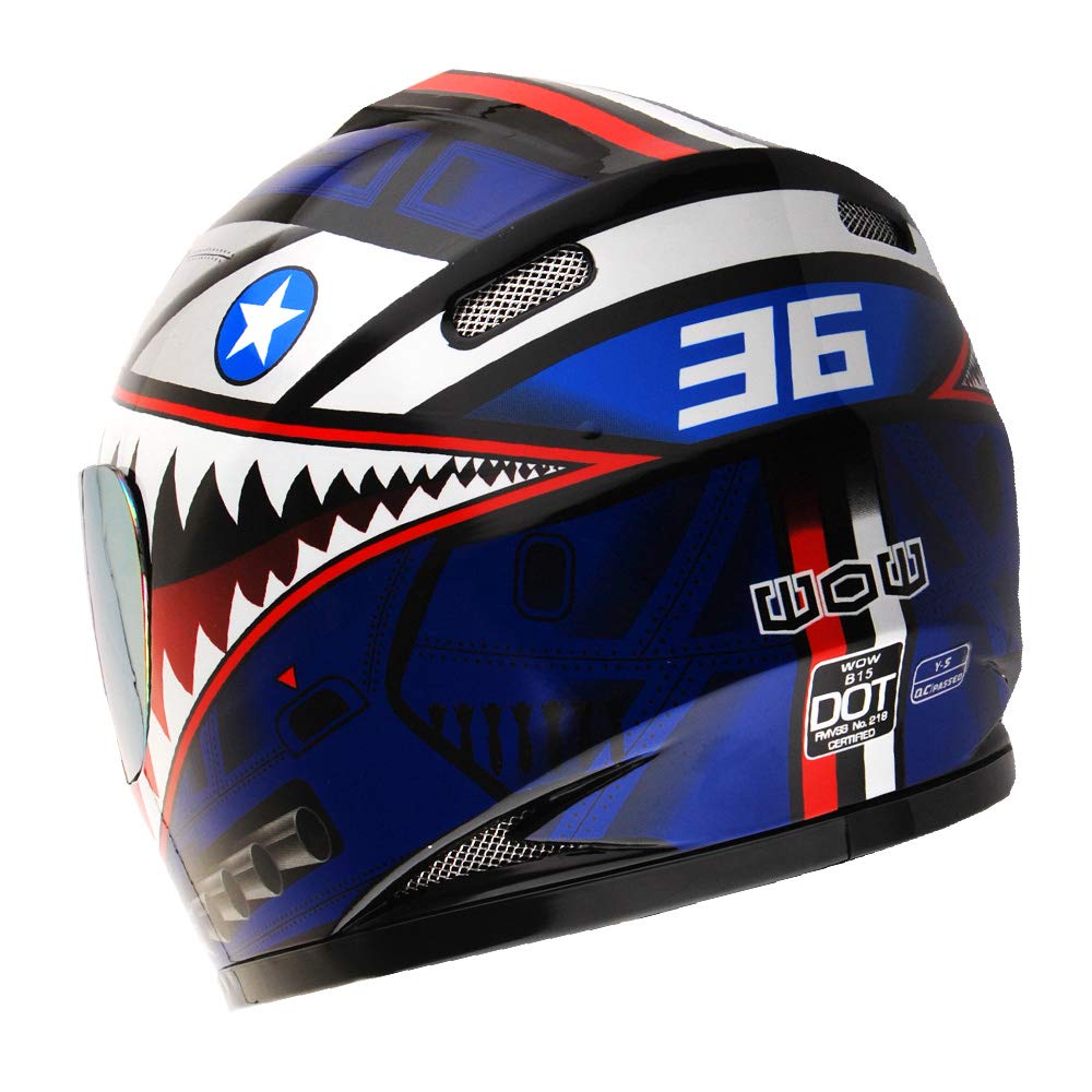 Foto 6 pulgar | Casco De Moto Wow Full Face Street Bike Bmx Para Niños, Azul - Venta Internacional.