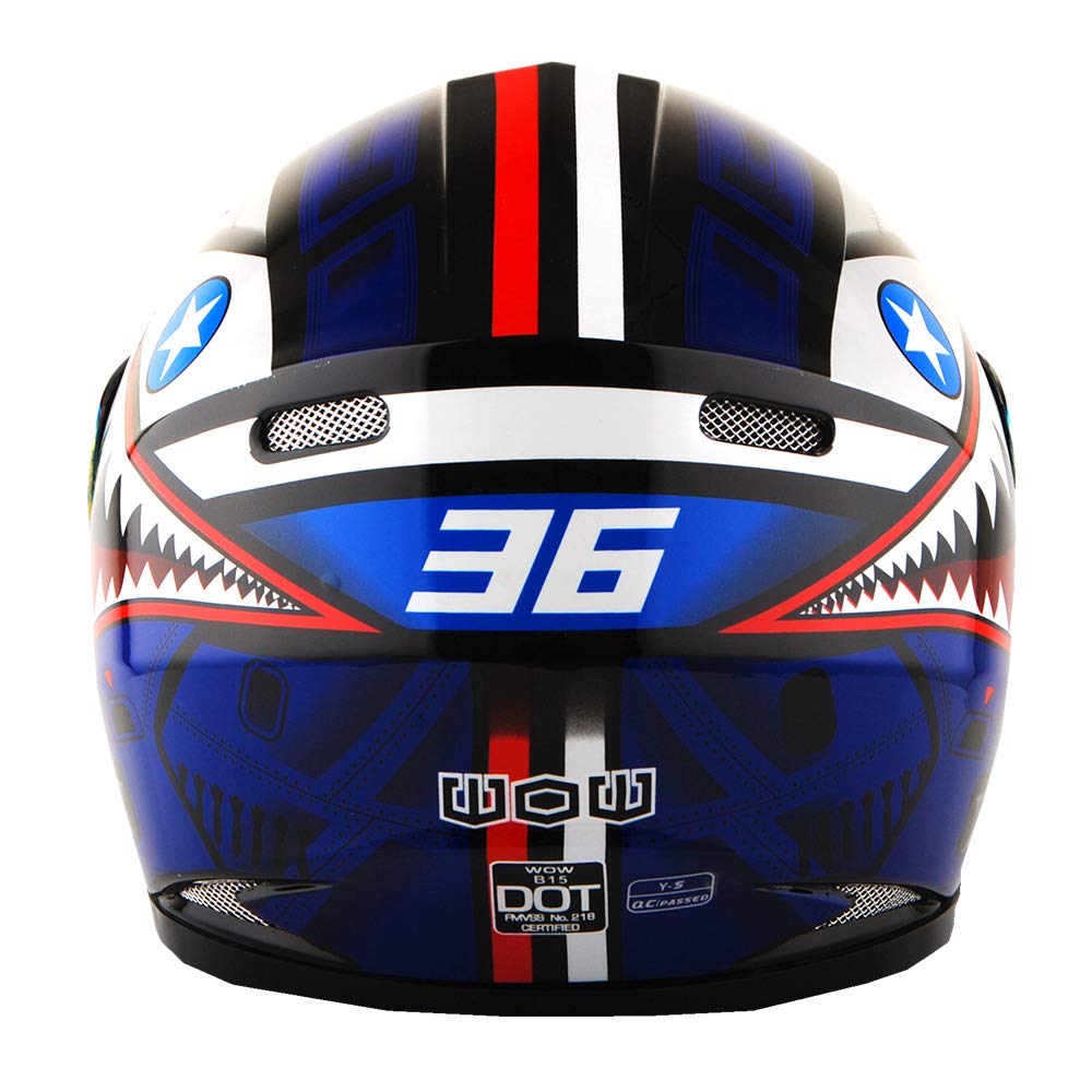Foto 8 pulgar | Casco De Moto Wow Full Face Street Bike Bmx Para Niños, Azul - Venta Internacional.