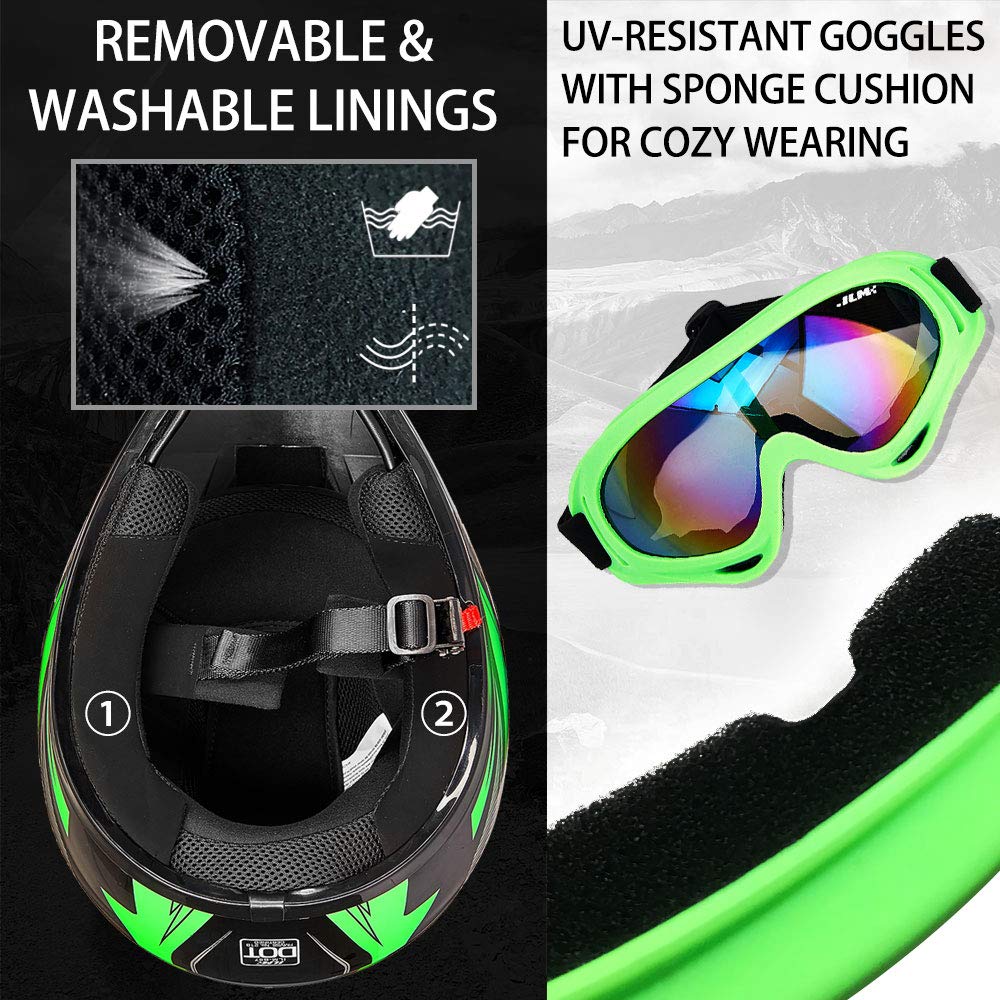 Foto 4 pulgar | Casco Ilm Youth Kids Atv Motocross B07 Verde/plateado Dot - Venta Internacional.