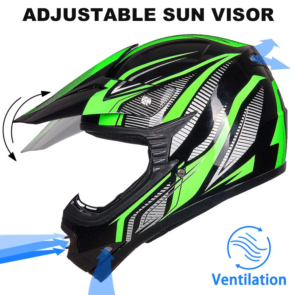 Foto 5 pulgar | Casco Ilm Youth Kids Atv Motocross B07 Verde/plateado Dot - Venta Internacional.