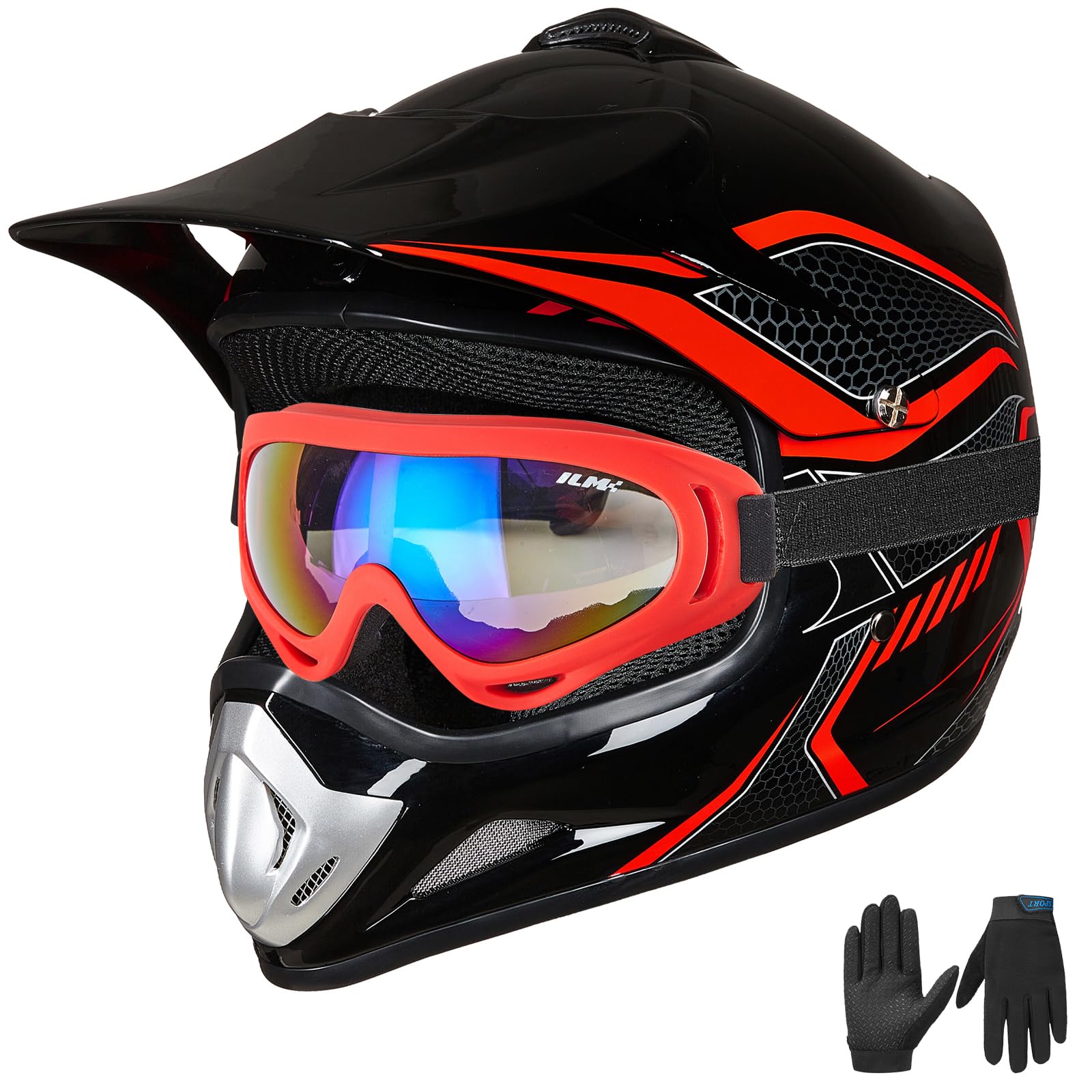Casco De Moto De Cross Ilm Bld-818 Para Jóvenes Y Niños, Rojo (joven-grande) Dot - Venta Internacional.