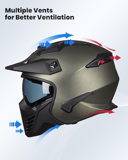 Foto 5 | Casco Ilm 726x Con Cara Abierta Para Motocicleta 3/4 Dot, Color Verde Medianoche - Venta Internacional.