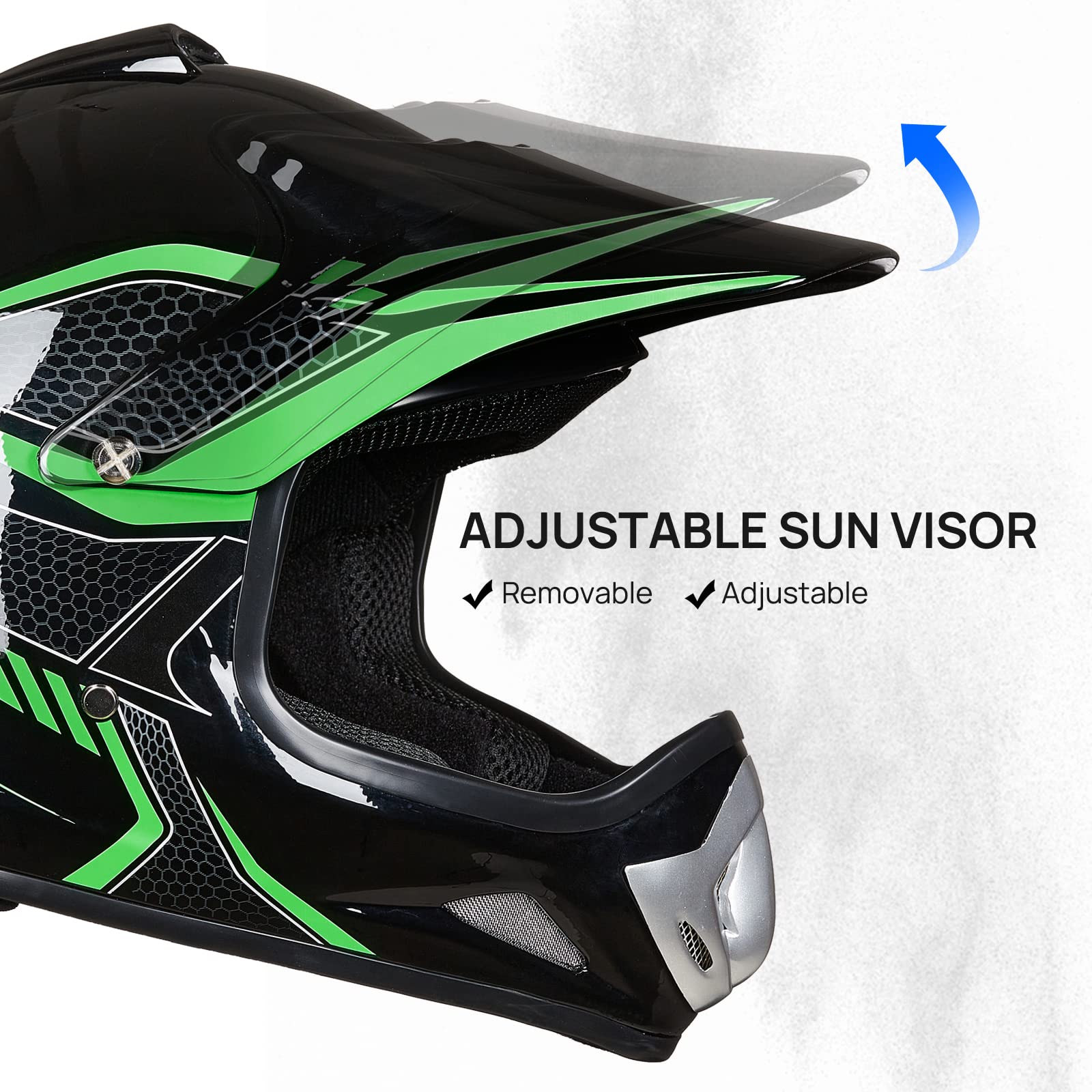 Foto 5 pulgar | Casco Integral Para Moto De Cross Ilm Bld-818 Para Jóvenes Y Niños, Color Verde Dot - Venta Internacional.