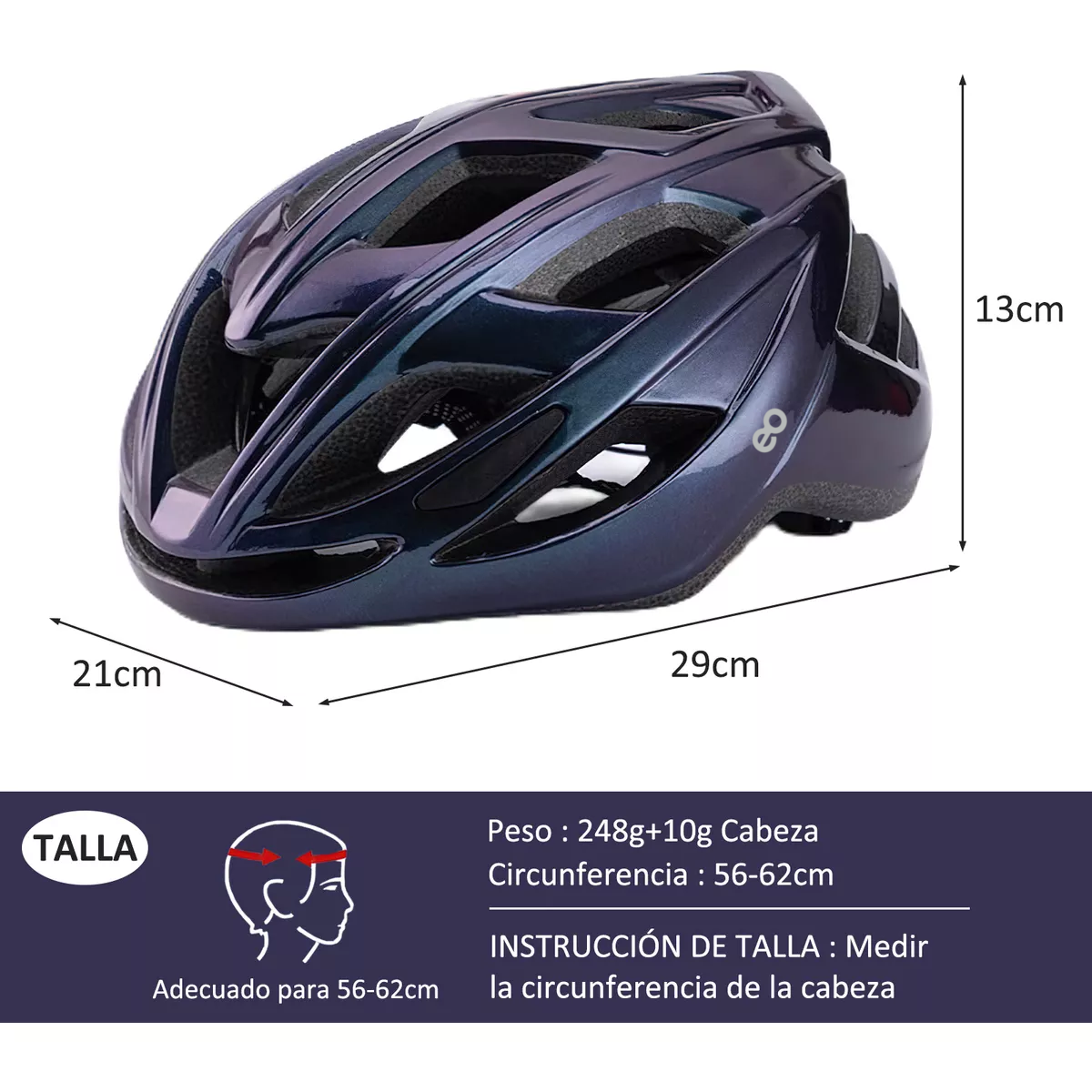 Foto 2 | Casco Bicicleta Ciclismo De Montaña Ajustable Con Gafas Purpura Camaleon Eo Safe Imports Esi-18691 Purpura