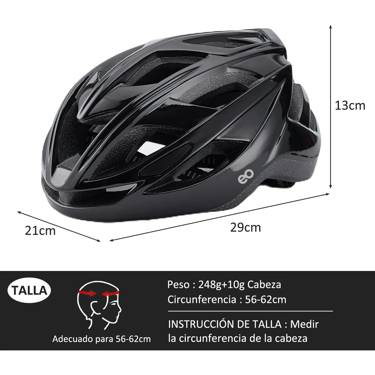 Foto 3 pulgar | Casco Bicicleta Ciclismo De Montaña Mtb Ajustable Con Gafas Eo Safe Imports Esi-18690 Negro