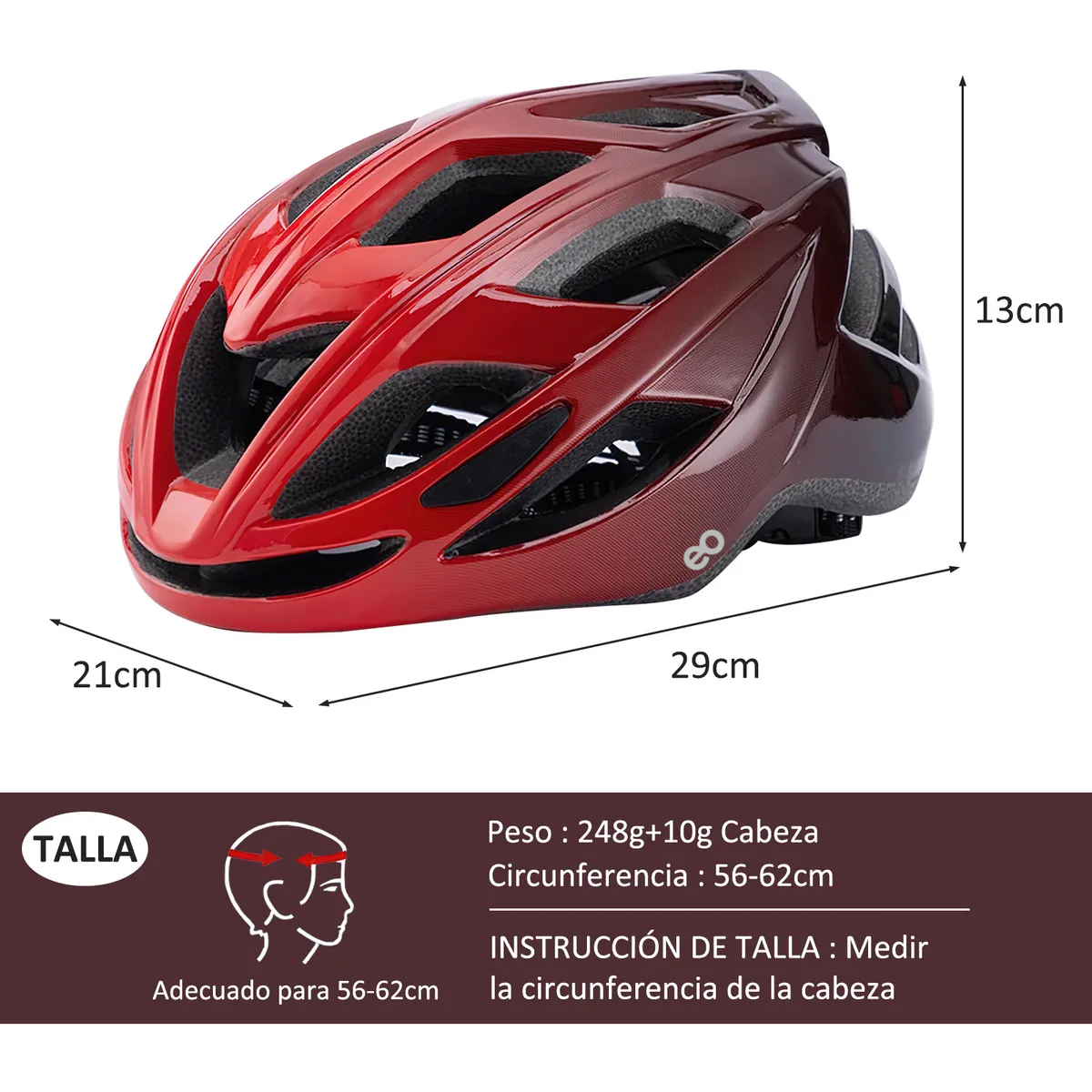 Foto 3 pulgar | Casco Ajustable Bicicleta Ciclismo De Montaña Con Gafas Eo Safe Imports Esi-18692 Rojo