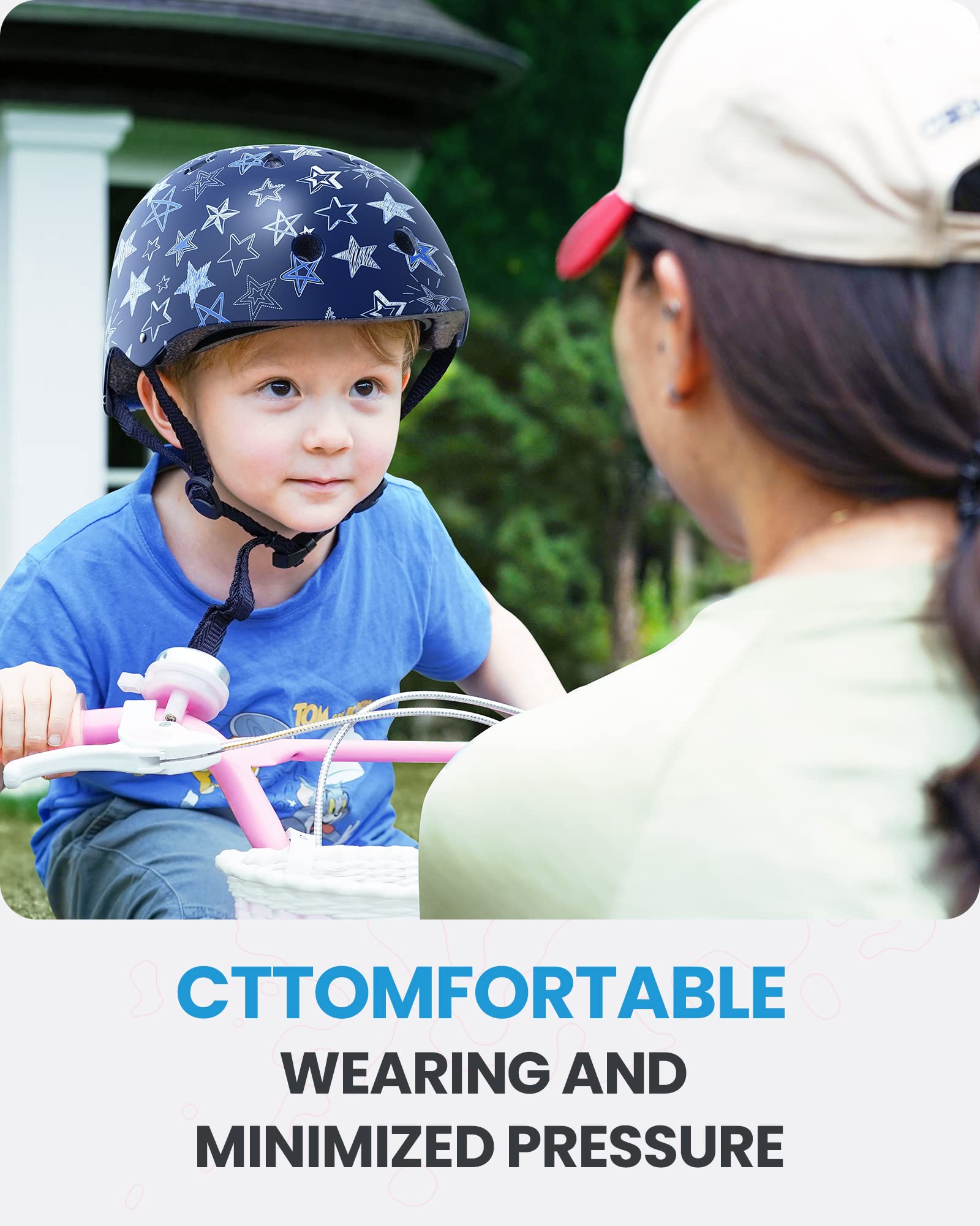 Foto 3 pulgar | Casco De Bicicleta Outdoormaster Para Jóvenes Y Niños Con Estrellas Azules, Talla M - Venta Internacional.