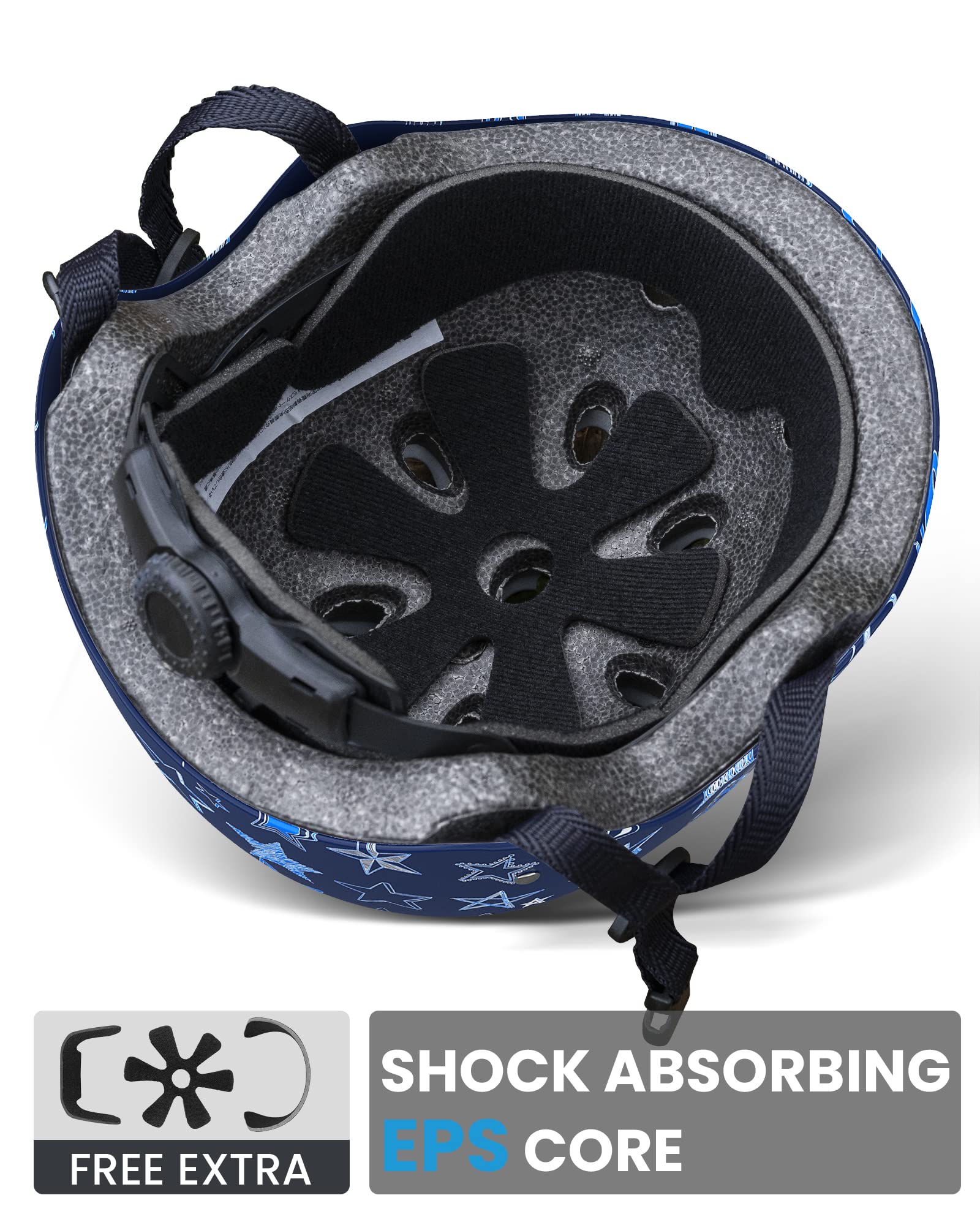 Foto 4 | Casco De Bicicleta Outdoormaster Para Jóvenes Y Niños Con Estrellas Azules, Talla M - Venta Internacional.