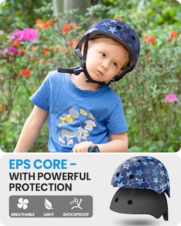 Foto 5 | Casco De Bicicleta Outdoormaster Para Jóvenes Y Niños Con Estrellas Azules, Talla M - Venta Internacional.