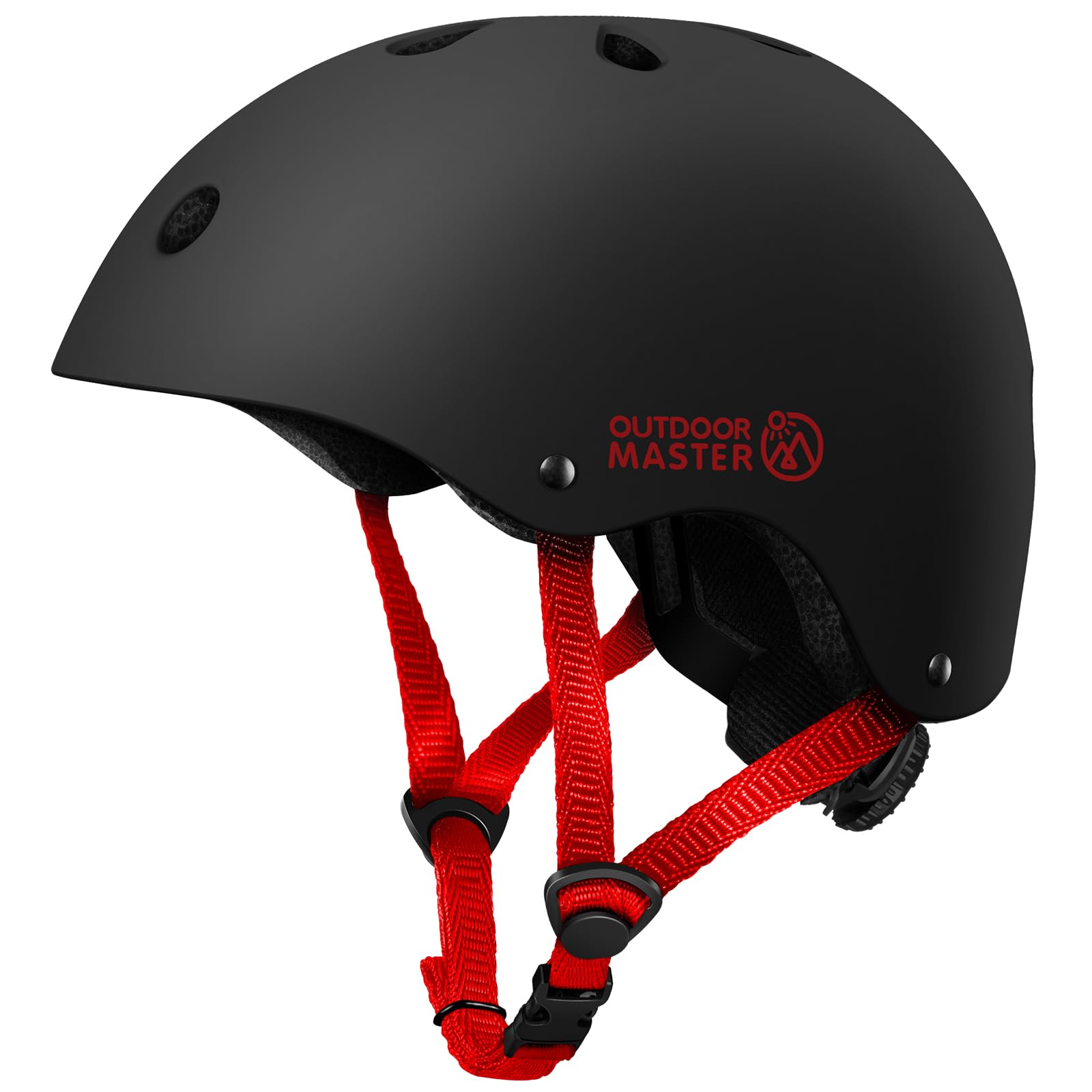Foto 2 pulgar | Casco De Bicicleta Outdoormaster Para Jóvenes Y Niños, Ajustable, Negro Y Rojo - Venta Internacional.