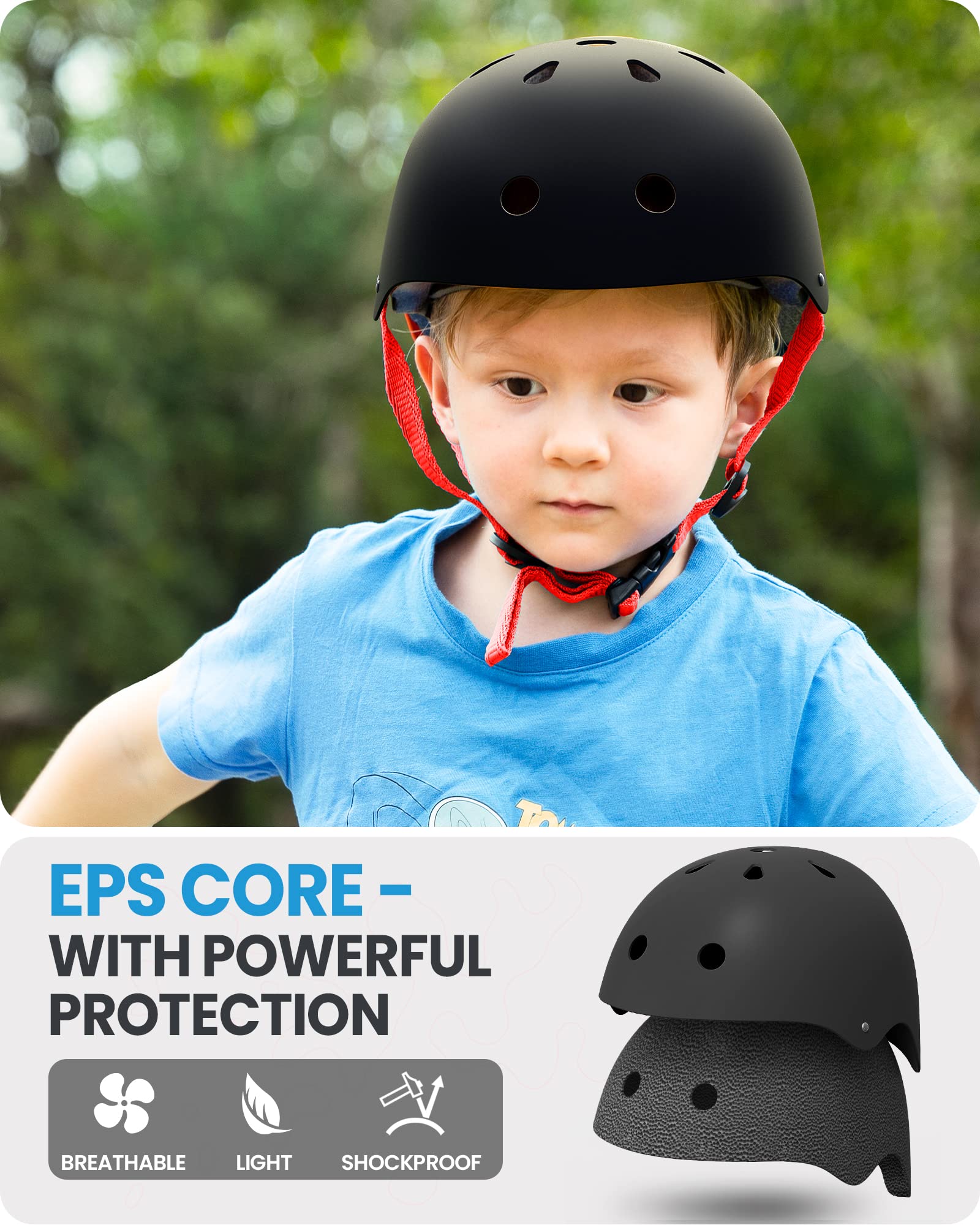 Foto 5 | Casco De Bicicleta Outdoormaster Para Jóvenes Y Niños, Ajustable, Negro Y Rojo - Venta Internacional.