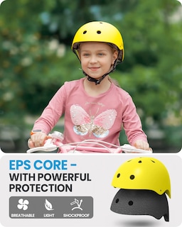 Foto 5 | Casco Outdoormaster Para Bicicleta Para Jóvenes Y Niños, Amarillo, Talla M - Venta Internacional.