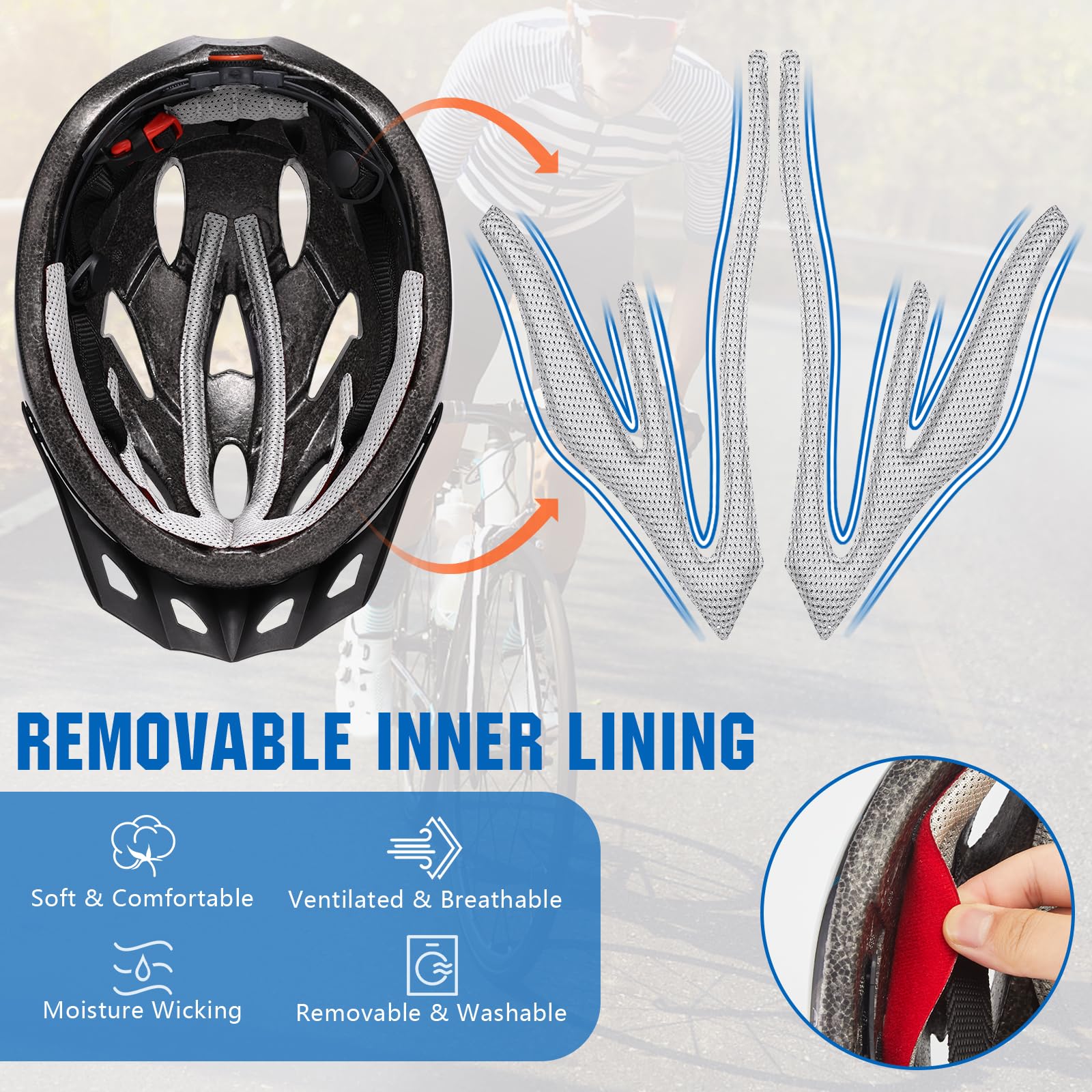 Foto 4 pulgar | Casco De Bicicleta Zacro Ligero Para Adultos Con Visera Solar Desmontable - Venta Internacional.