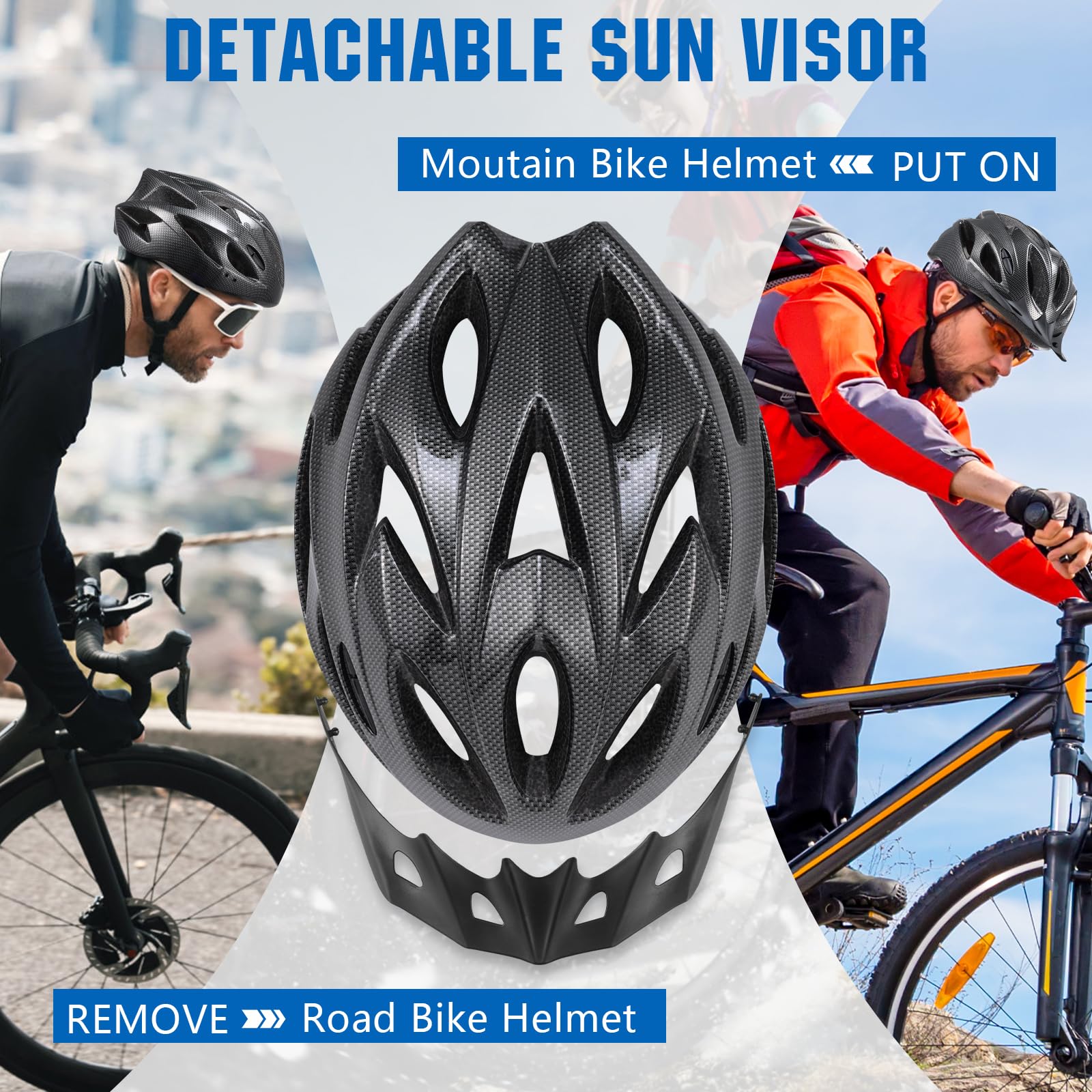 Foto 5 pulgar | Casco De Bicicleta Zacro Ligero Para Adultos Con Visera Solar Desmontable - Venta Internacional.