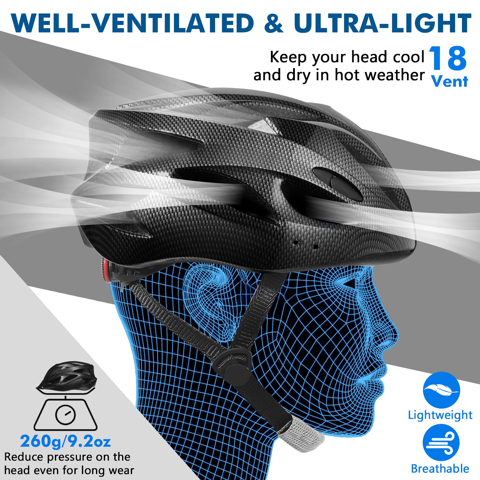 Foto 8 pulgar | Casco De Bicicleta Zacro Ligero Para Adultos Con Visera Solar Desmontable - Venta Internacional.