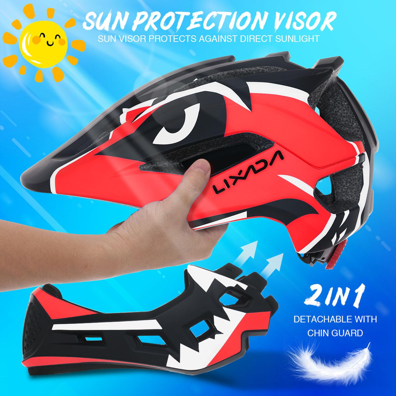 Foto 2 | Casco Lixada Para Niños, Ajustable, Desmontable, Integral, Azul - Venta Internacional.