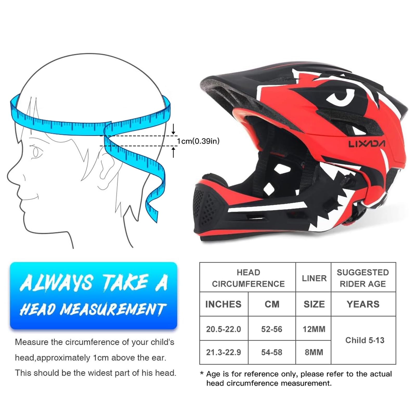 Foto 4 | Casco Lixada Para Niños, Ajustable, Desmontable, Integral, Azul - Venta Internacional.