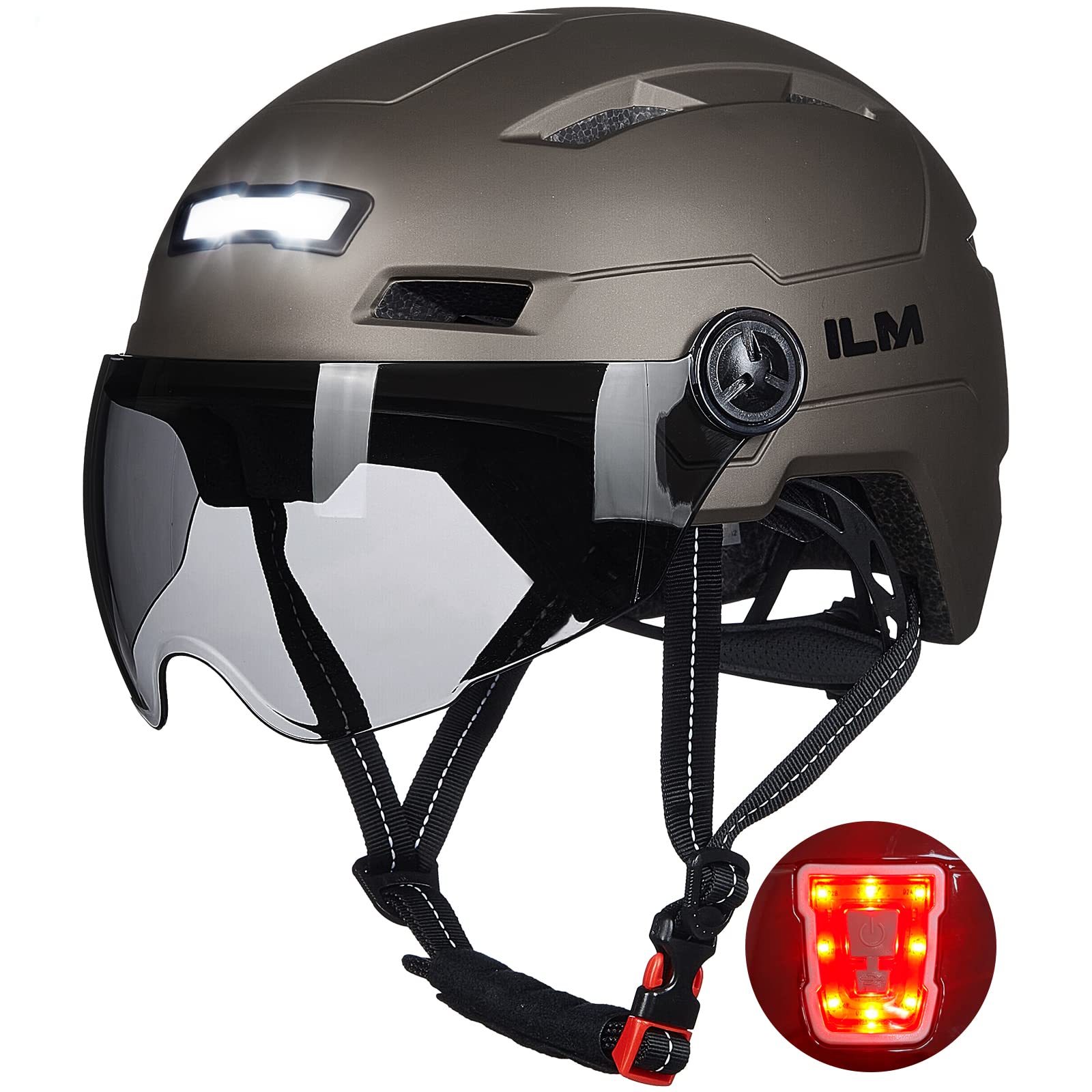 Foto 2 pulgar | Casco De Bicicleta Ilm E3-10l Para Adultos Con Luz Recargable Usb De Titanio - Venta Internacional.
