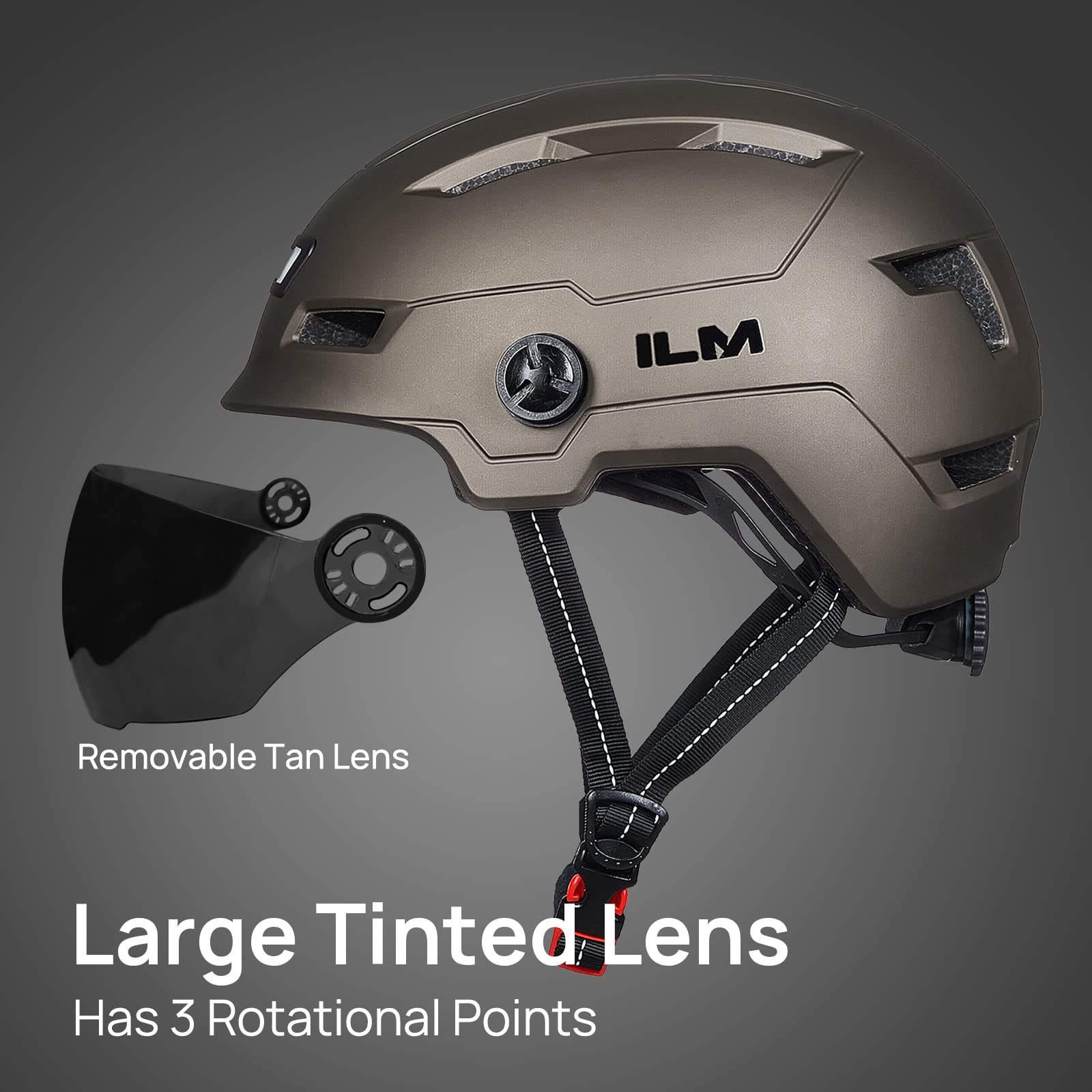 Foto 4 pulgar | Casco De Bicicleta Ilm E3-10l Para Adultos Con Luz Recargable Usb De Titanio - Venta Internacional.