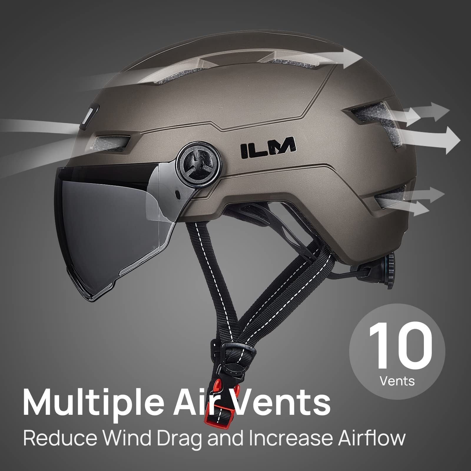 Foto 5 pulgar | Casco De Bicicleta Ilm E3-10l Para Adultos Con Luz Recargable Usb De Titanio - Venta Internacional.