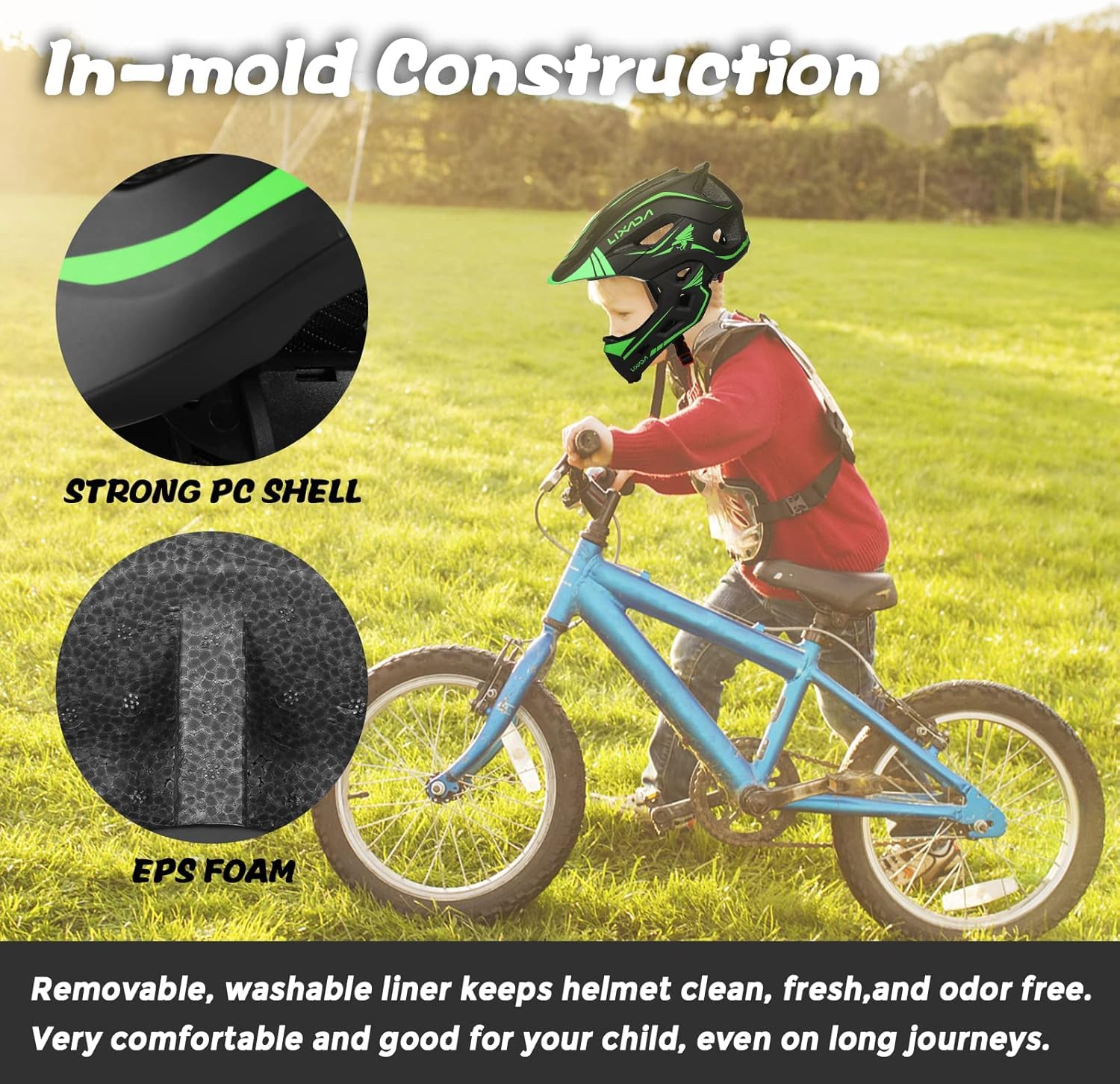 Foto 6 pulgar | Casco De Ciclismo Lixada Para Niños, Desmontable, De Cara Completa, De 52 A 58 Cm - Venta Internacional.