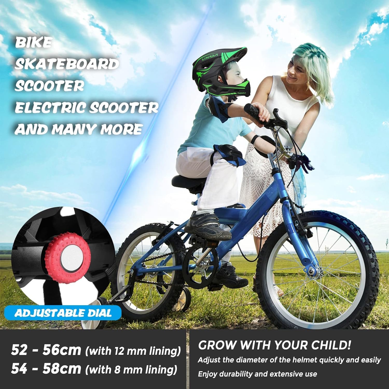 Foto 6 | Casco De Ciclismo Lixada Para Niños, Desmontable, De Cara Completa, De 52 A 58 Cm - Venta Internacional.