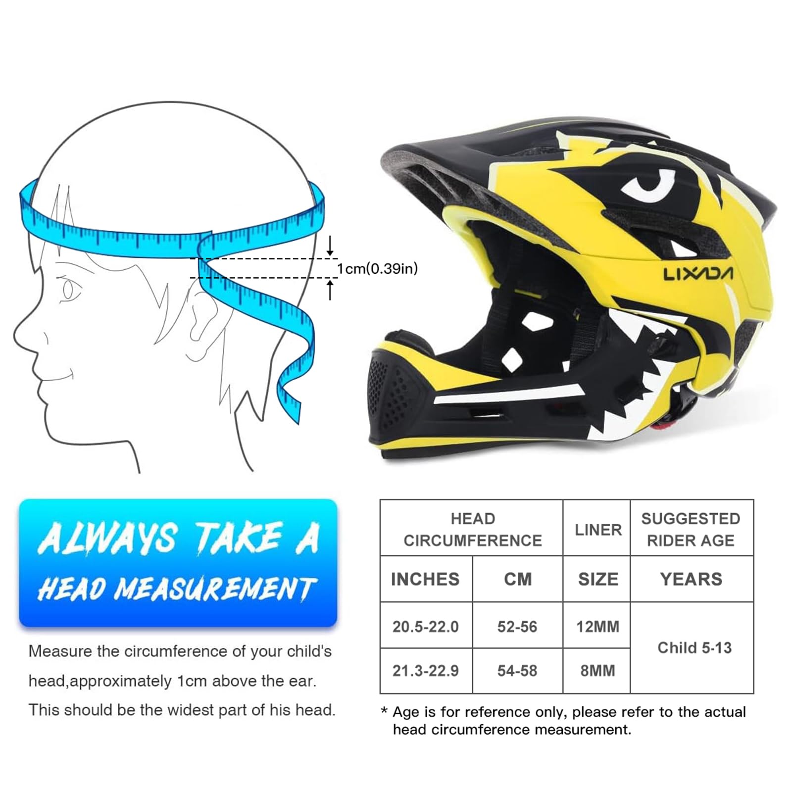 Foto 4 | Casco Lixada Para Niños, Ajustable, Desmontable, Integral, Azul - Venta Internacional.