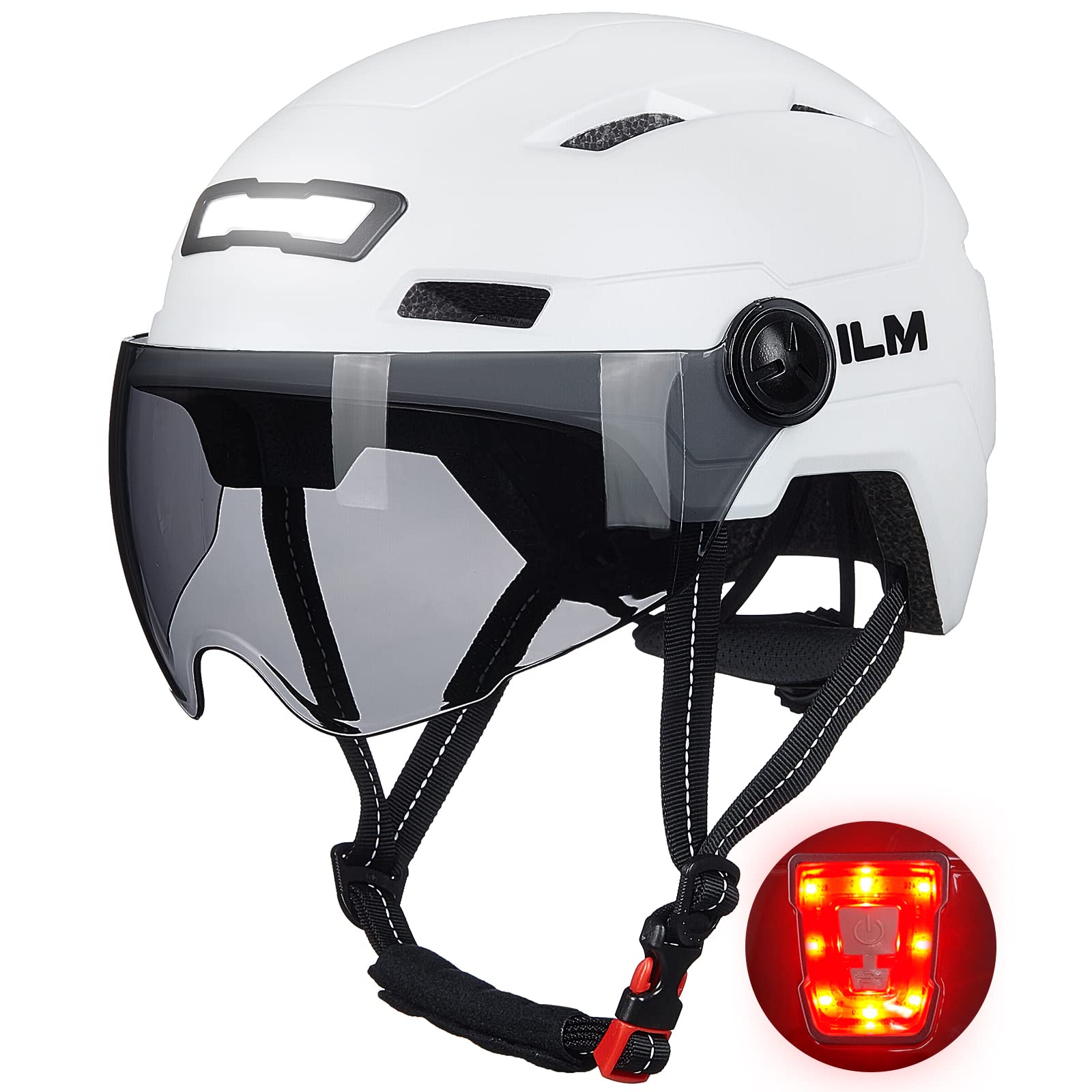 Foto 1 | Casco De Bicicleta Ilm E3-10l Con Luz Led Recargable Por Usb, Color Blanco - Venta Internacional.