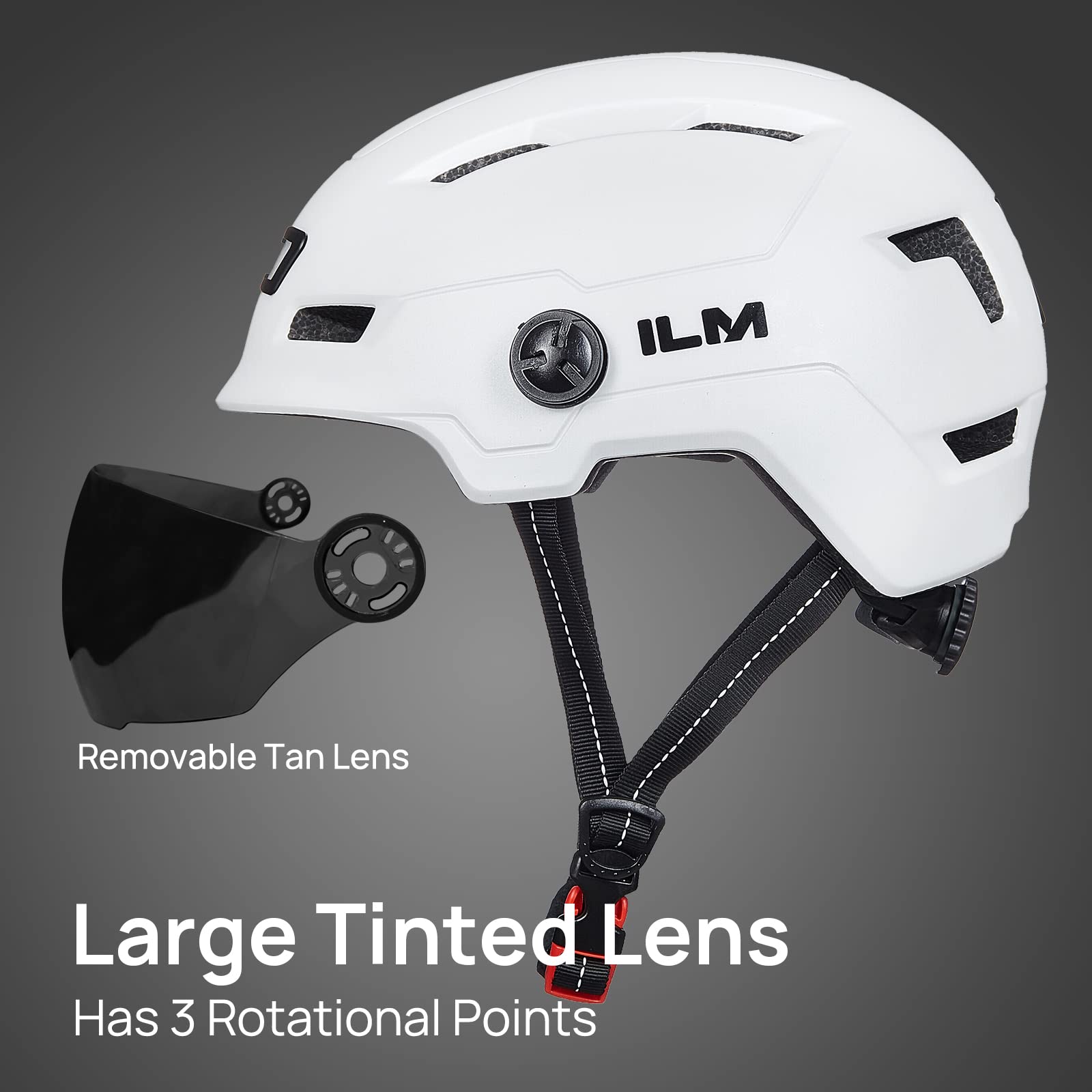 Foto 3 | Casco De Bicicleta Ilm E3-10l Con Luz Led Recargable Por Usb, Color Blanco - Venta Internacional.