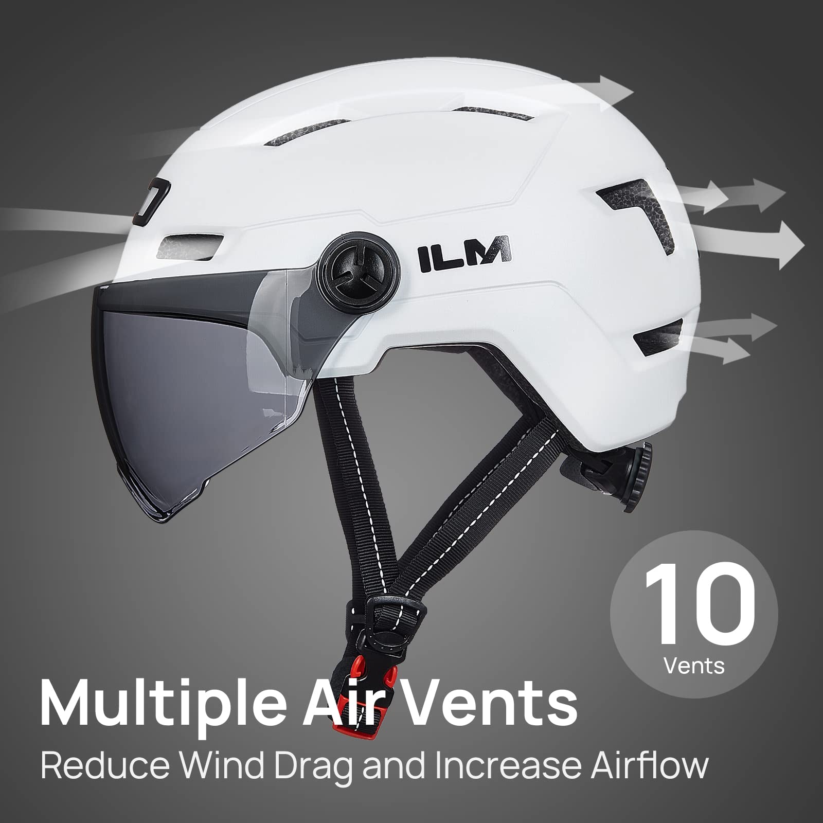 Foto 4 | Casco De Bicicleta Ilm E3-10l Con Luz Led Recargable Por Usb, Color Blanco - Venta Internacional.