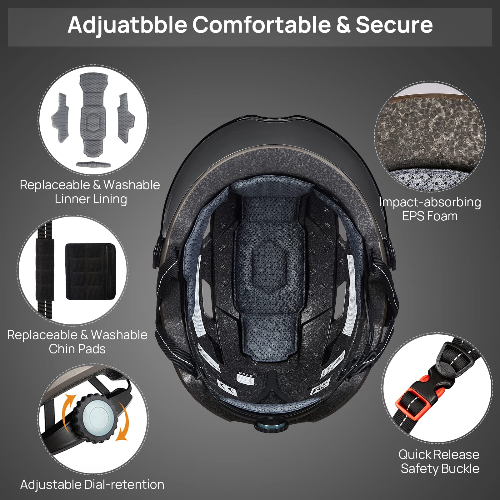 Foto 5 | Casco De Bicicleta Ilm E3-10l Con Luz Led Recargable Por Usb, Color Blanco - Venta Internacional.