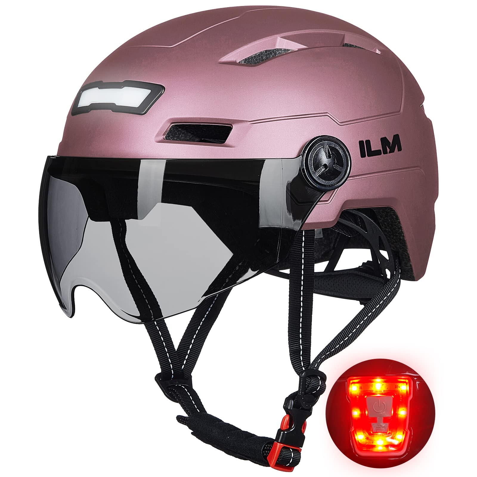 Foto 2 pulgar | Casco De Bicicleta Ilm E3-10l Con Led Recargable Por Usb, Color Rosa Claro - Venta Internacional.
