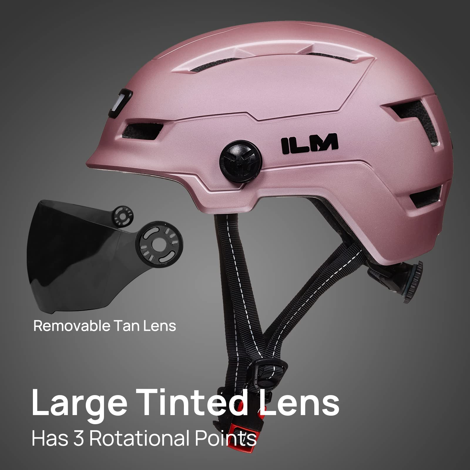 Foto 4 pulgar | Casco De Bicicleta Ilm E3-10l Con Led Recargable Por Usb, Color Rosa Claro - Venta Internacional.