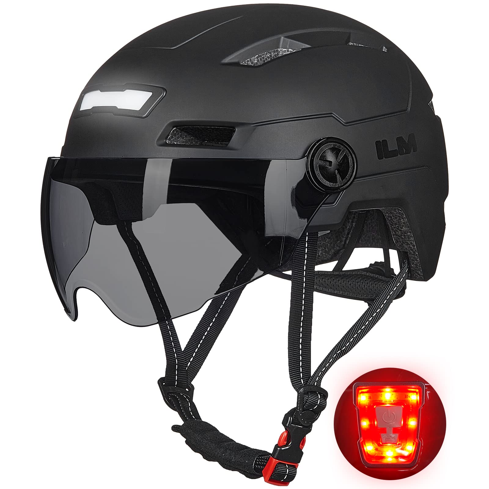 Foto 1 | Casco De Bicicleta Ilm E3-10l Con Luz Led Recargable Por Usb, Color Negro - Venta Internacional.