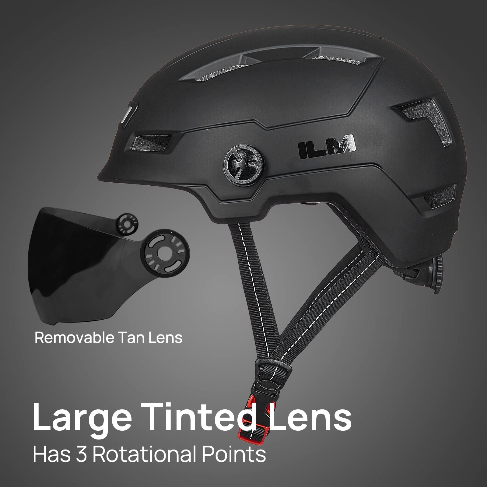 Foto 3 | Casco De Bicicleta Ilm E3-10l Con Luz Led Recargable Por Usb, Color Negro - Venta Internacional.