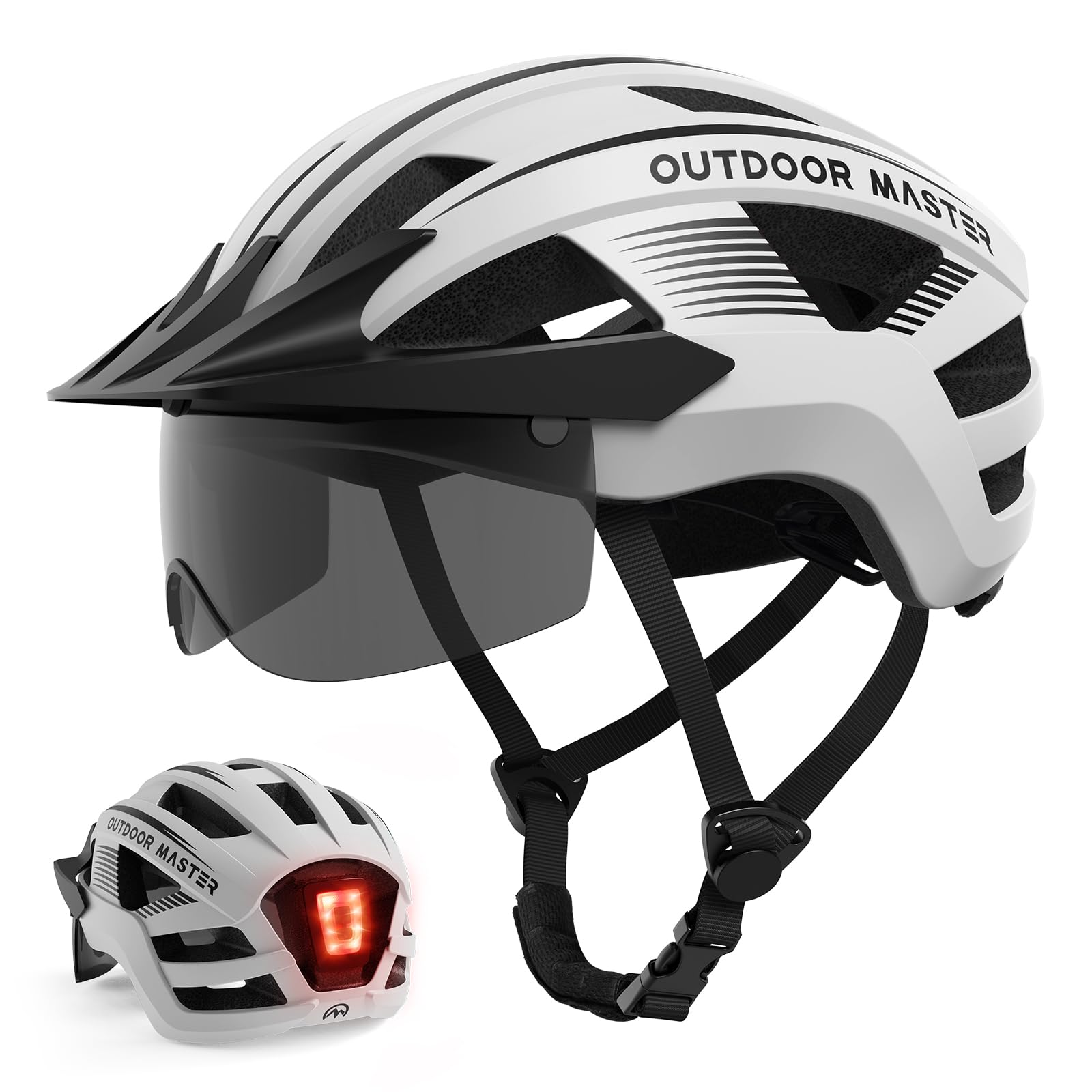 Foto 2 pulgar | Casco De Bicicleta Outdoormaster Mountain & Road Con Luz Y Gafas - Venta Internacional.