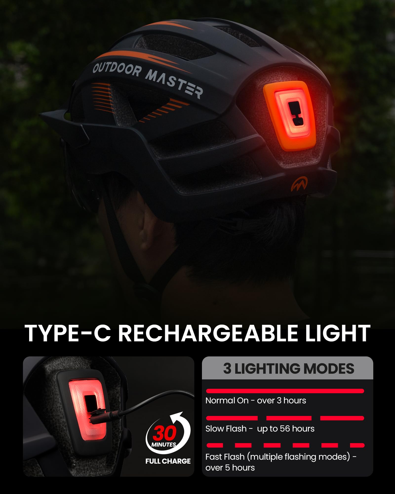 Foto 6 pulgar | Casco De Bicicleta Outdoormaster Mountain & Road Con Luz Y Gafas - Venta Internacional.