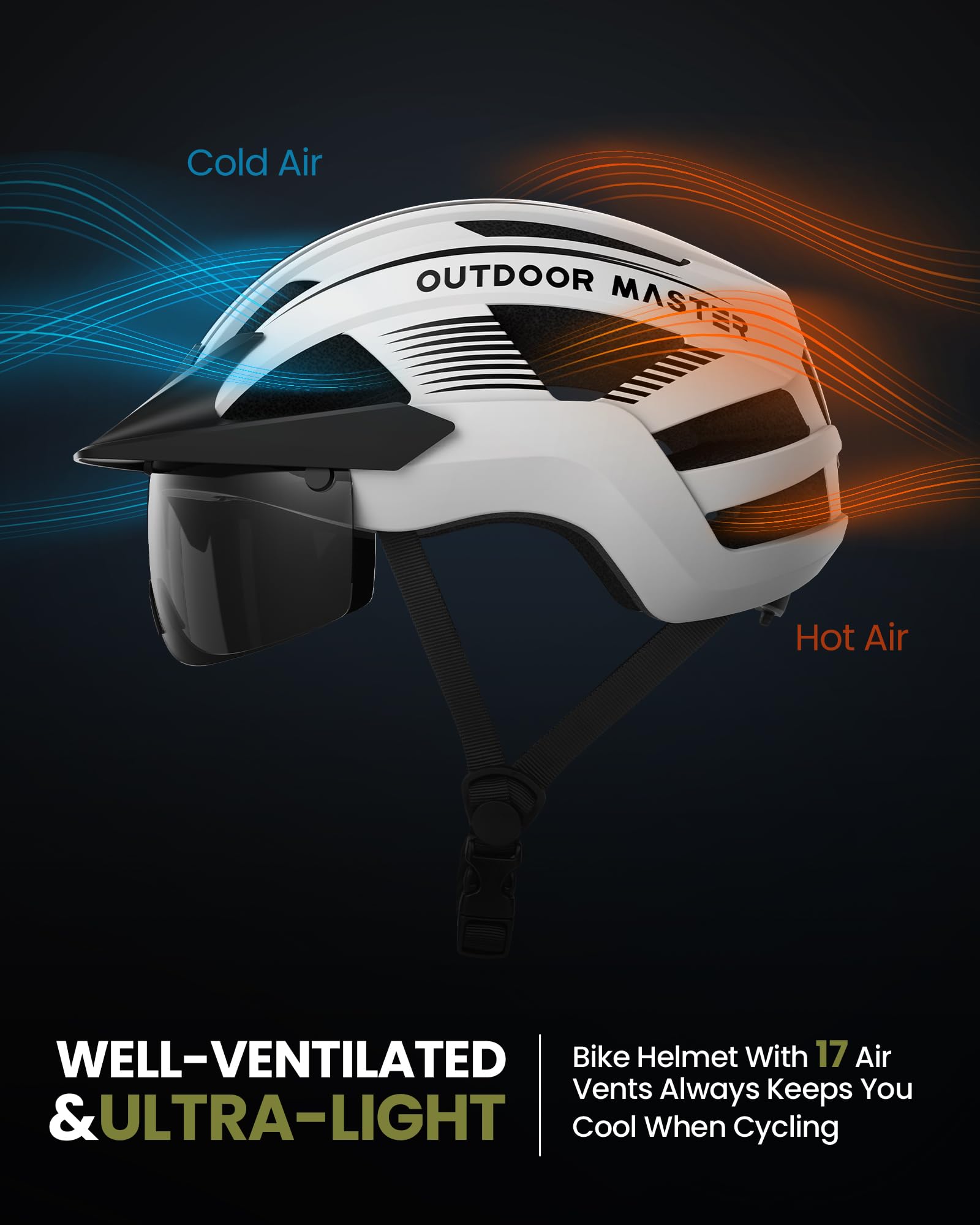Foto 7 pulgar | Casco De Bicicleta Outdoormaster Mountain & Road Con Luz Y Gafas - Venta Internacional.