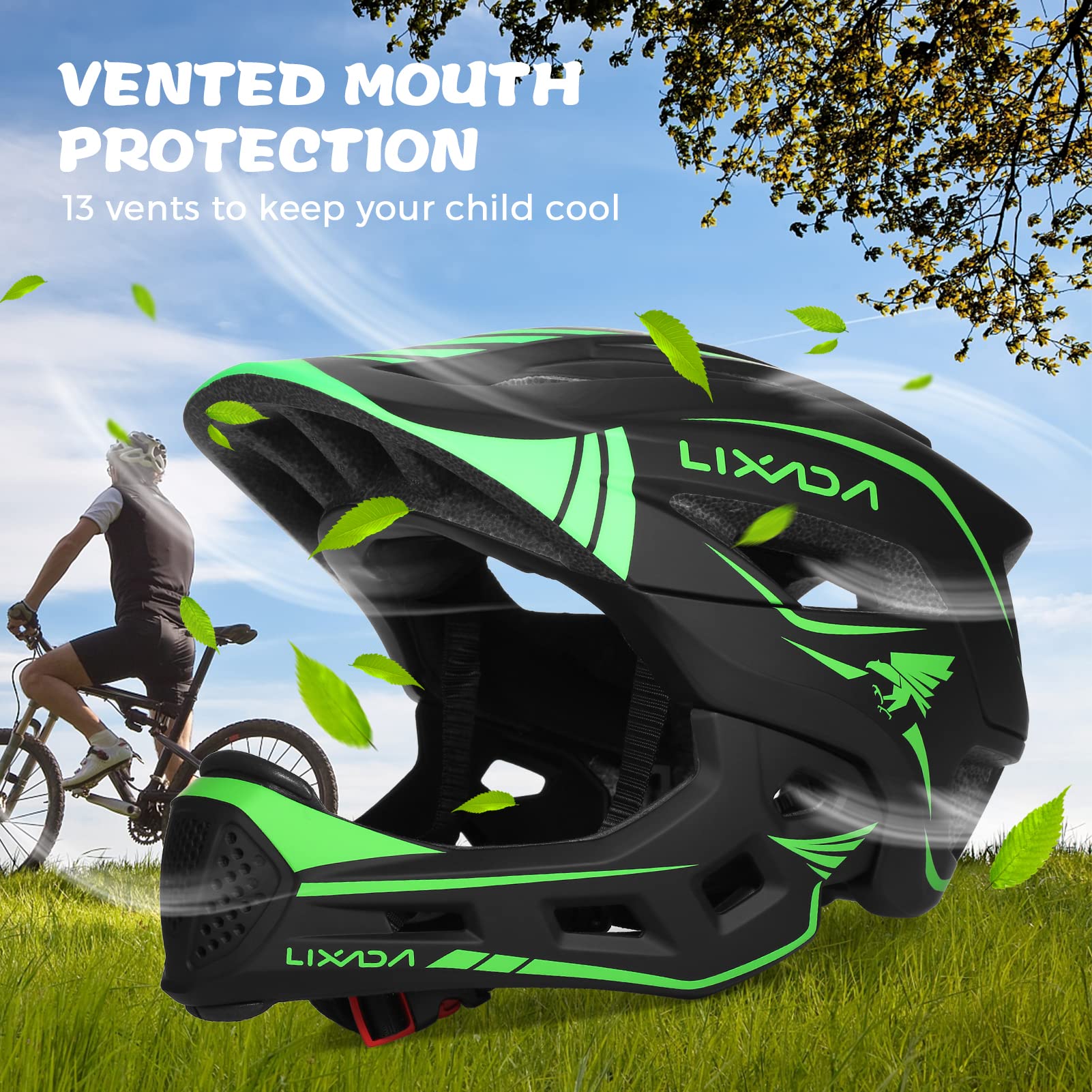 Foto 5 pulgar | Casco De Ciclismo Lixada Para Niños, Desmontable, De Cara Completa, De 52 A 58 Cm - Venta Internacional.