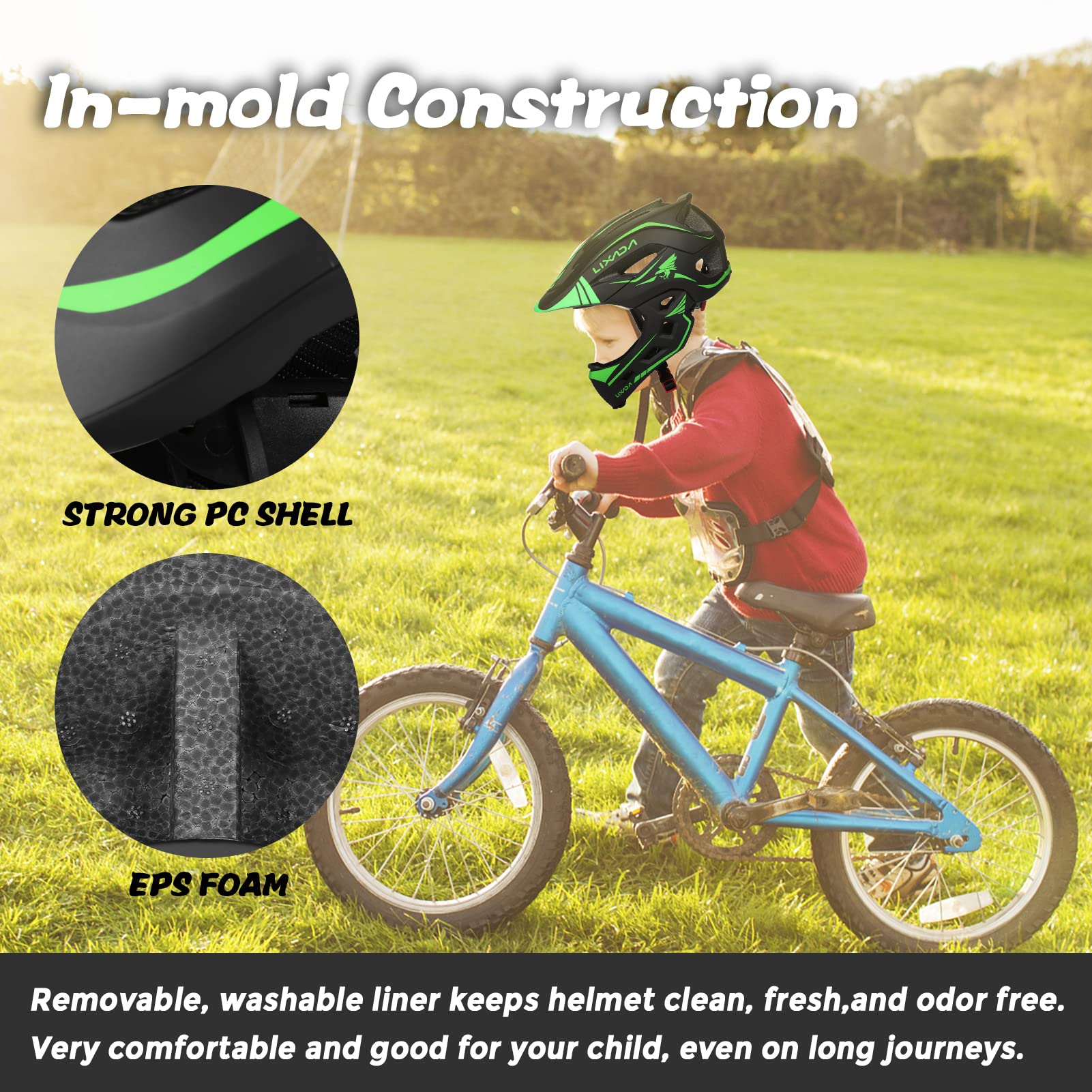 Foto 6 | Casco De Ciclismo Lixada Para Niños, Desmontable, De Cara Completa, De 52 A 58 Cm - Venta Internacional.