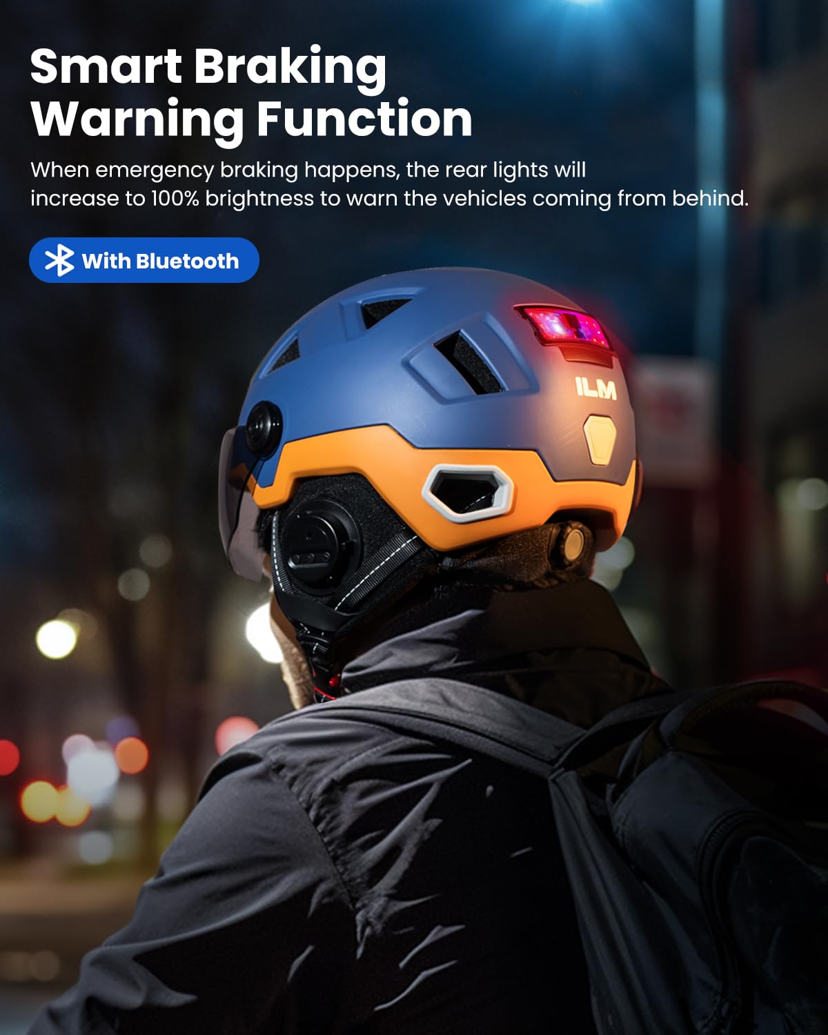 Foto 8 pulgar | Casco De Bicicleta Inteligente Ilm Bluetooth Con Control De Luz Led De Advertencia De Freno - Venta Internacional.