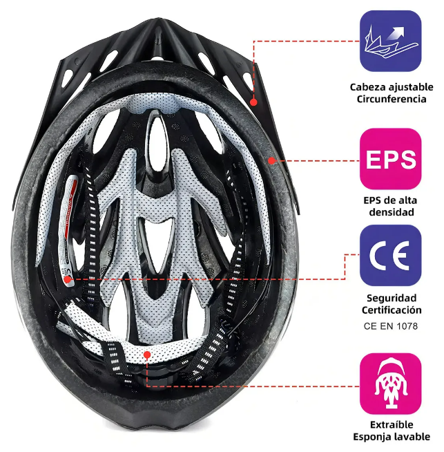 Foto 5 pulgar | Casco para Ciclista Xtellar 57-63 cm Negro