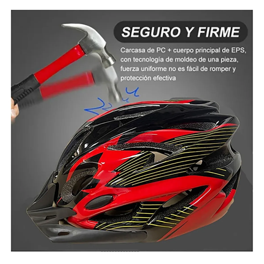 Foto 3 | Casco De Bicicleta+lentes+máscara+luz Trasera+guantes Color Rojo Talla M Belug