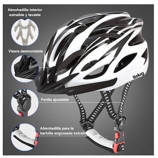 Foto 2 | Casco De Bicicleta Adulto Ciclismo Casco+gafas+mascara+bolso Blanco 58-63 Cm Belug