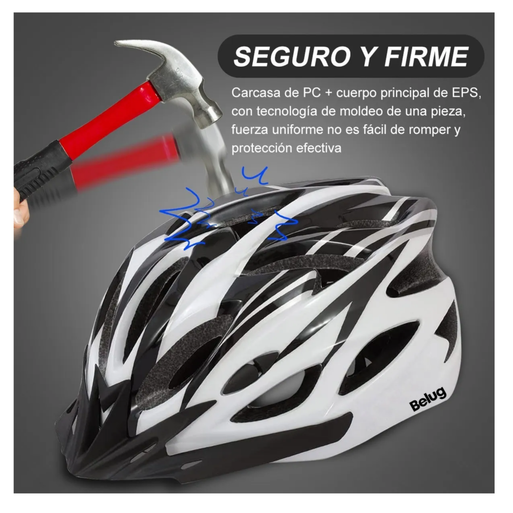 Foto 4 pulgar | Casco De Bicicleta Adulto Ciclismo Casco+gafas+mascara+bolso Blanco 58-63 Cm  Belug