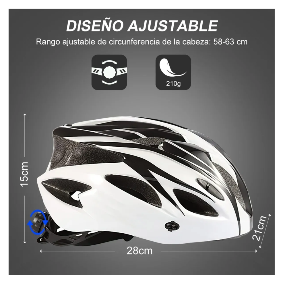 Foto 5 pulgar | Casco De Bicicleta Adulto Ciclismo Casco+gafas+mascara+bolso Blanco 58-63 Cm  Belug